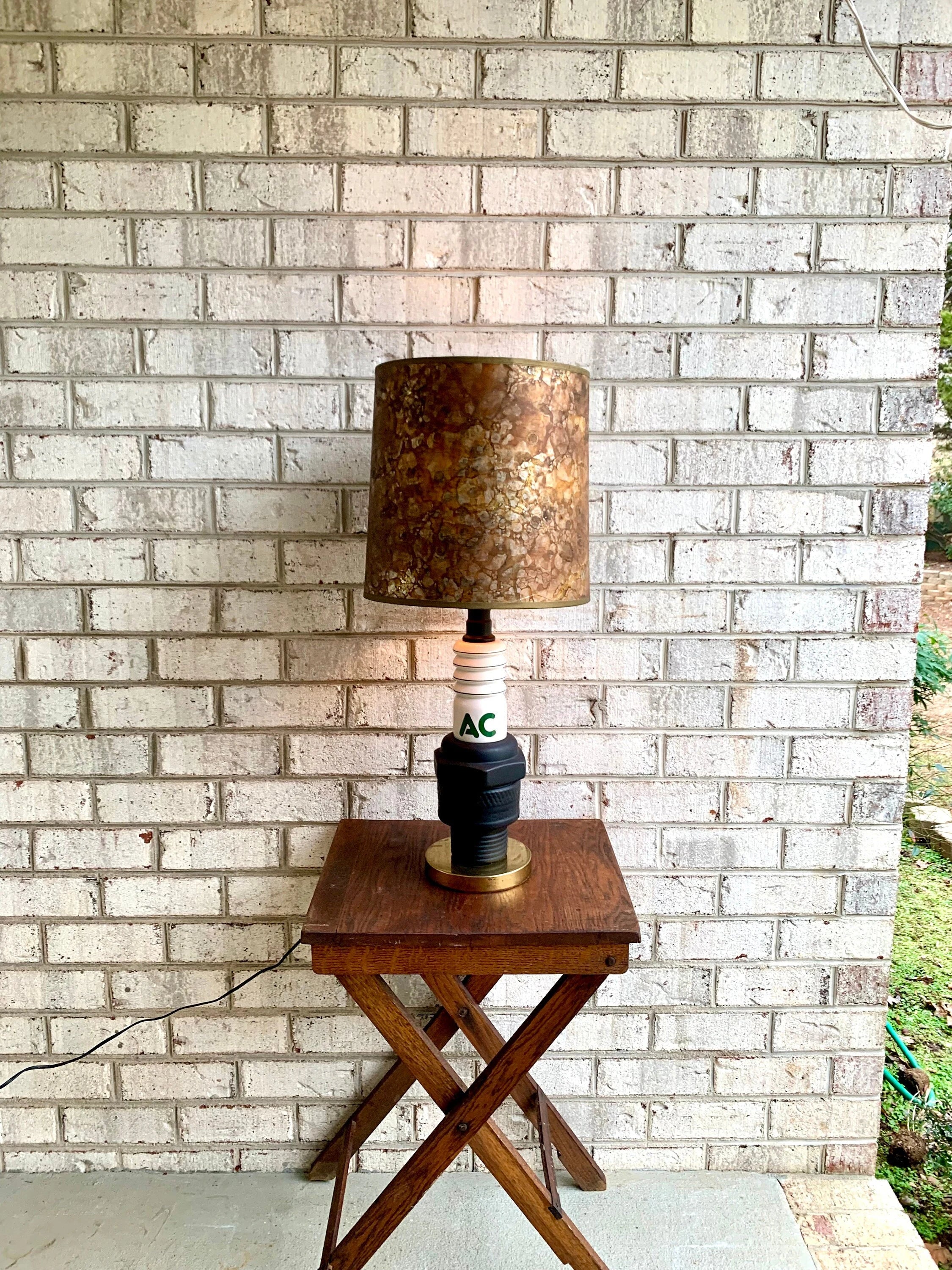 Vtg 1960's Porcelain AC Delco Spark PLug Advertisement Lamp | AC Delco Large Spark Plug Lamp | 60's Advertisement Spark Plug Lamp