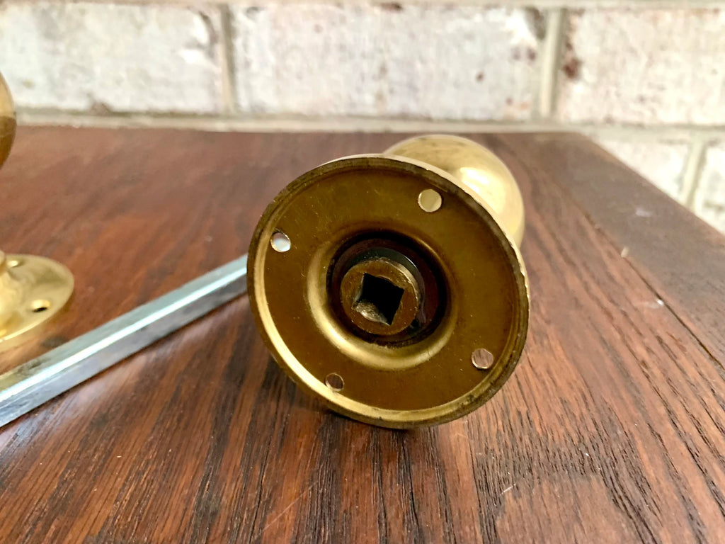 Solid Brass Smooth Round Door Knobs | Thick Brass Salvaged Door Knobs | Restoration Door Knobs | Antique Style Door Knobs