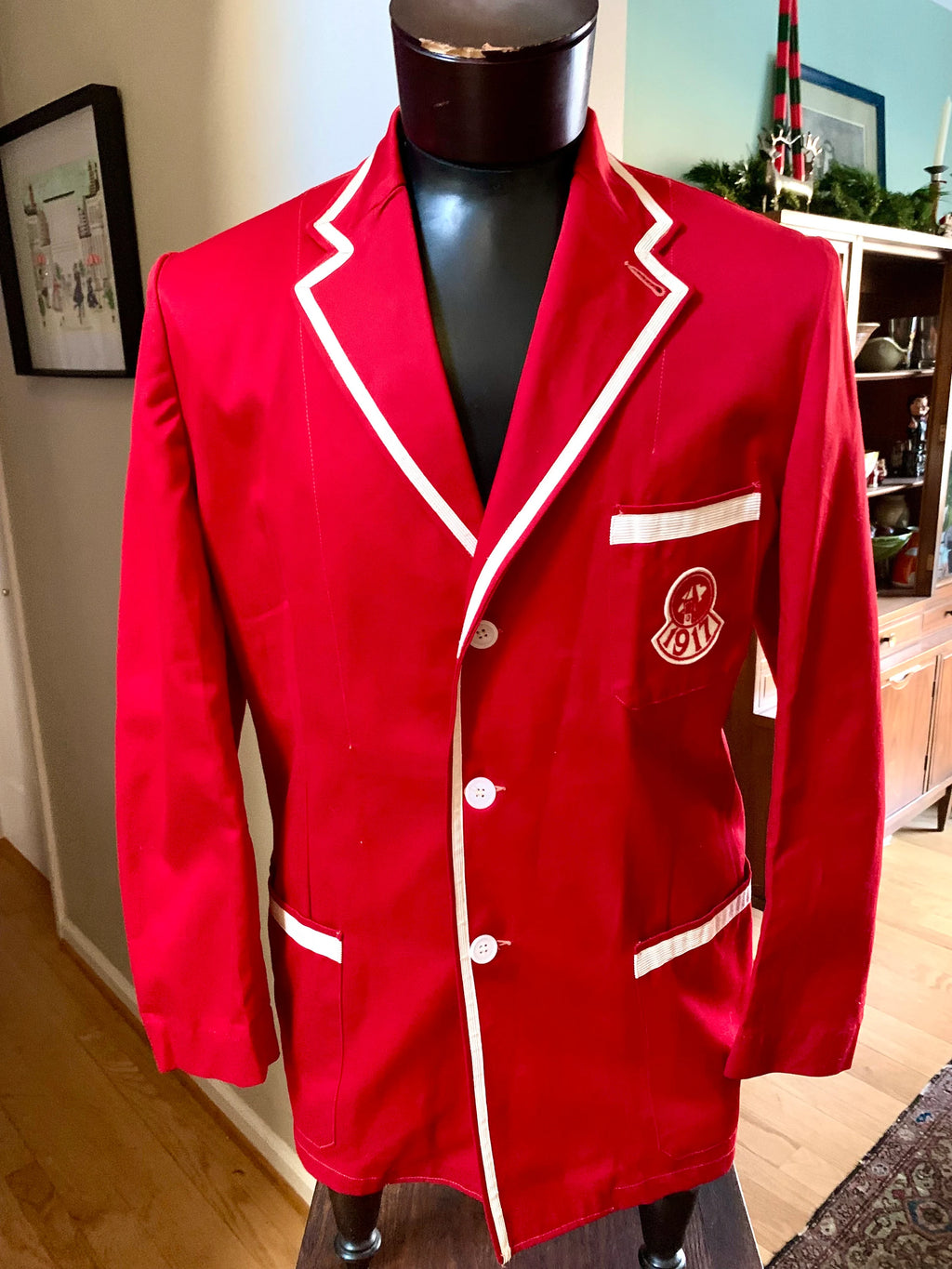 1917 Cornell University Reunion Jacket | Chuck Higbie's Cornell Jacket | Solid Red with White Stripe 1917 Cornell University Jacket