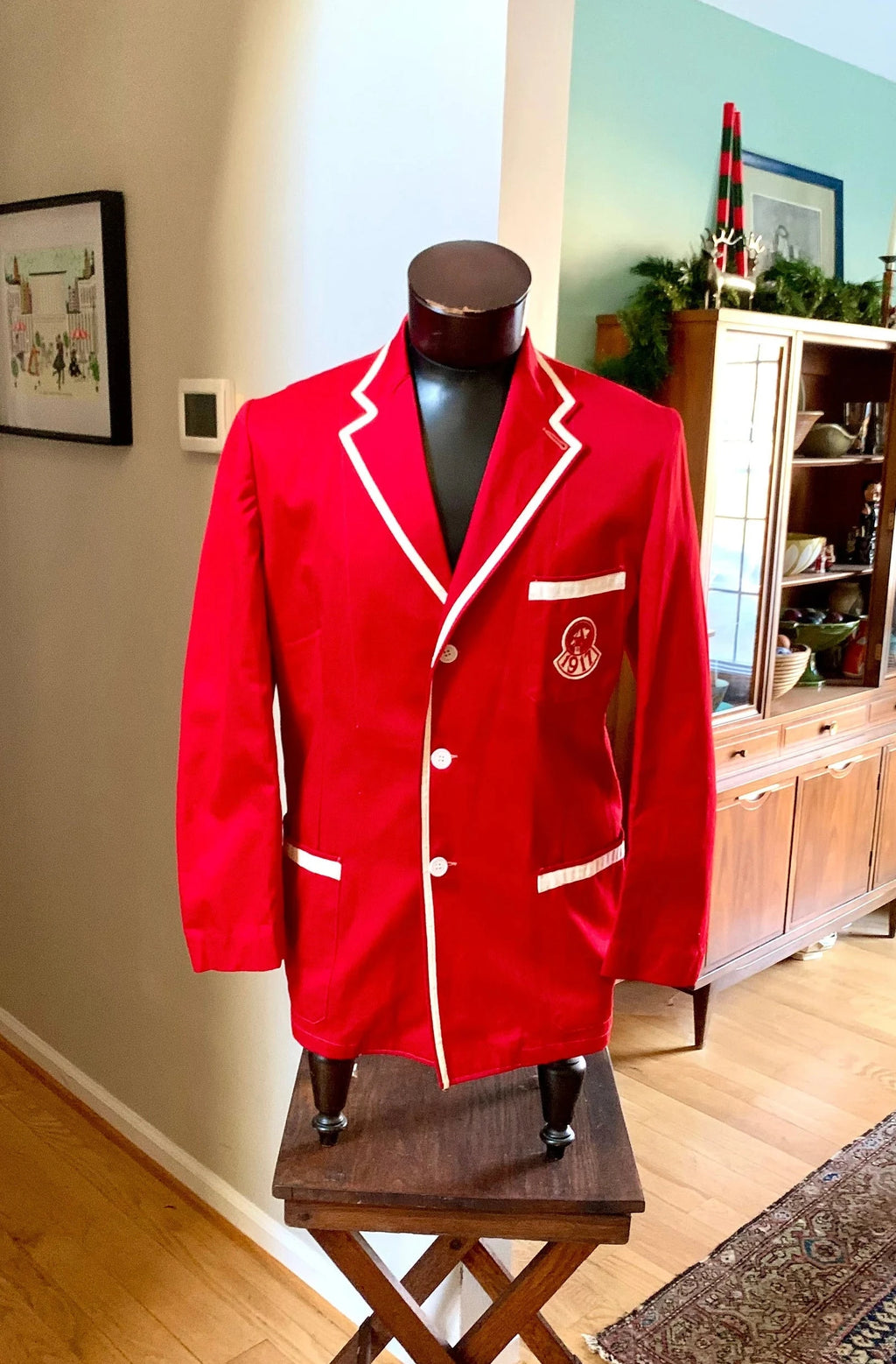1917 Cornell University Reunion Jacket | Chuck Higbie's Cornell Jacket | Solid Red with White Stripe 1917 Cornell University Jacket