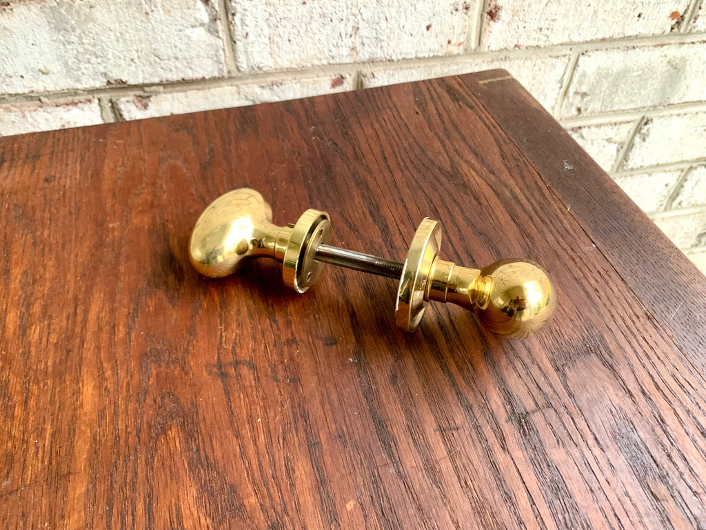Solid Brass Smooth Oval Door Knobs | Thick Brass Salvaged Door Knobs | Restoration Door Knobs | Antique Style Door Knobs |High End Door Knob