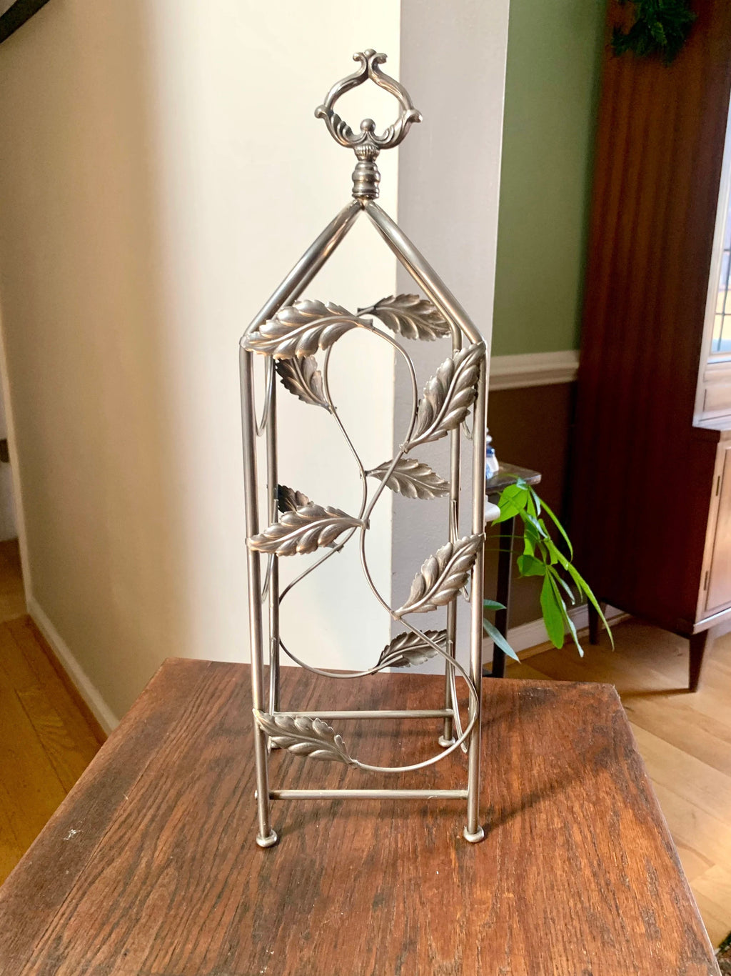 Vtg Stainless Steel Wine Rack | 3 Bottle Wine Rack| Metal Counter Wine Rack| Leaf Design Wine Rack| Metal Wine Storage | Vine Wine Rack