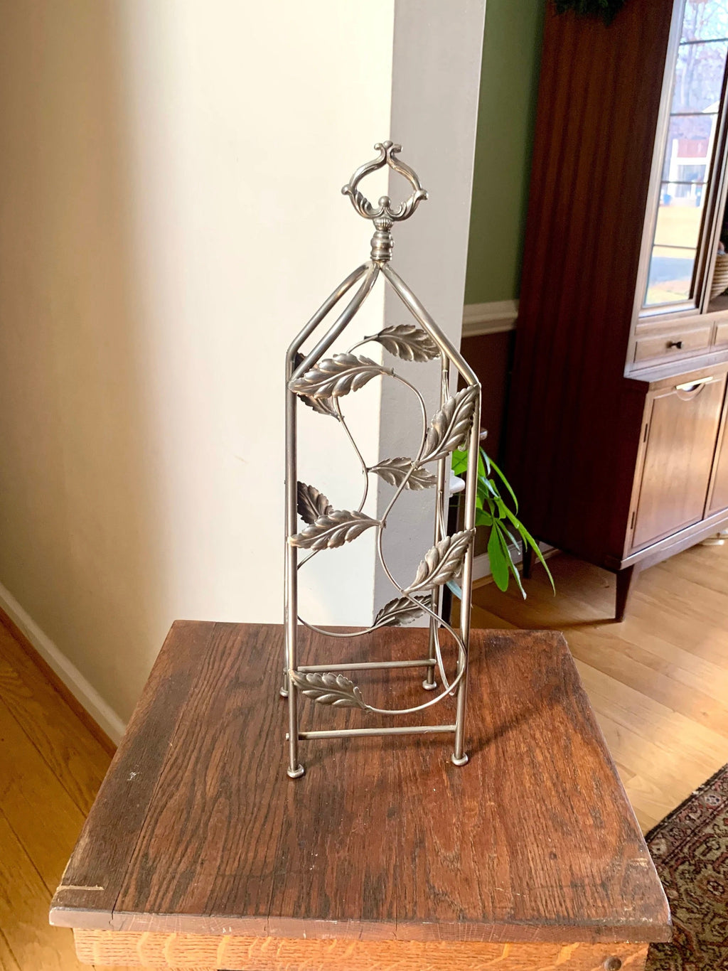 Vtg Stainless Steel Wine Rack | 3 Bottle Wine Rack| Metal Counter Wine Rack| Leaf Design Wine Rack| Metal Wine Storage | Vine Wine Rack