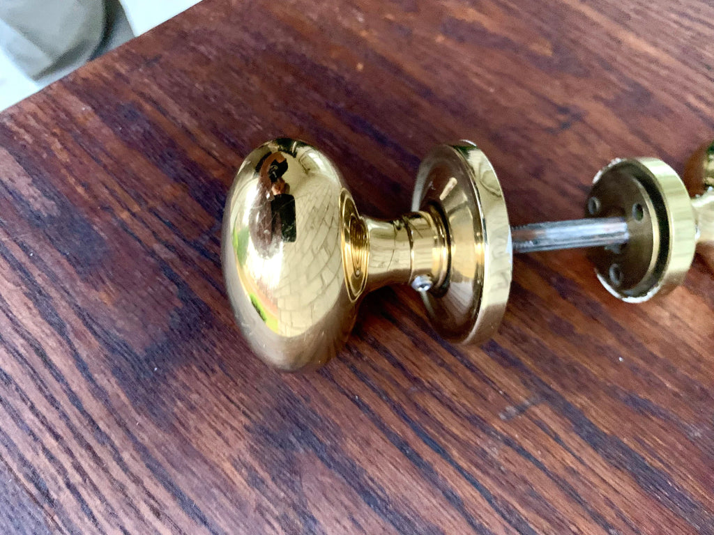 Solid Brass Smooth Oval Door Knobs | Thick Brass Salvaged Door Knobs | Restoration Door Knobs | Antique Style Door Knobs |High End Door Knob