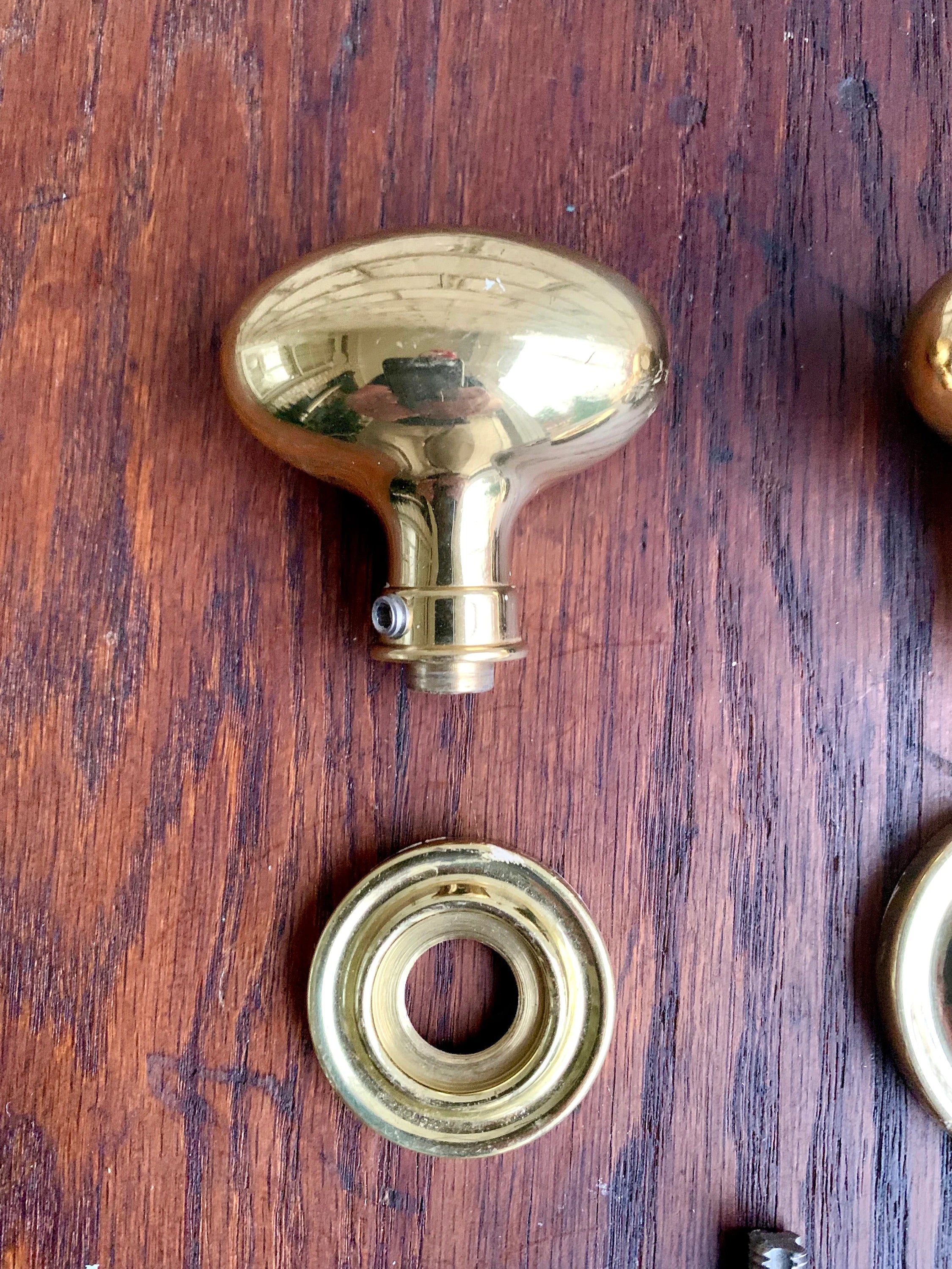 Solid Brass Smooth Oval Door Knobs | Thick Brass Salvaged Door Knobs | Restoration Door Knobs | Antique Style Door Knobs |High End Door Knob