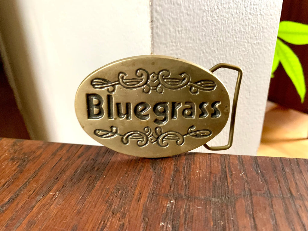 Vtg Solid Brass Bluegrass Belt Buckle | Baron Brass Buckle | Bluegrass Brass Belt Buckle | 1978 Baron Buckle | Bluegrass Music Buckle