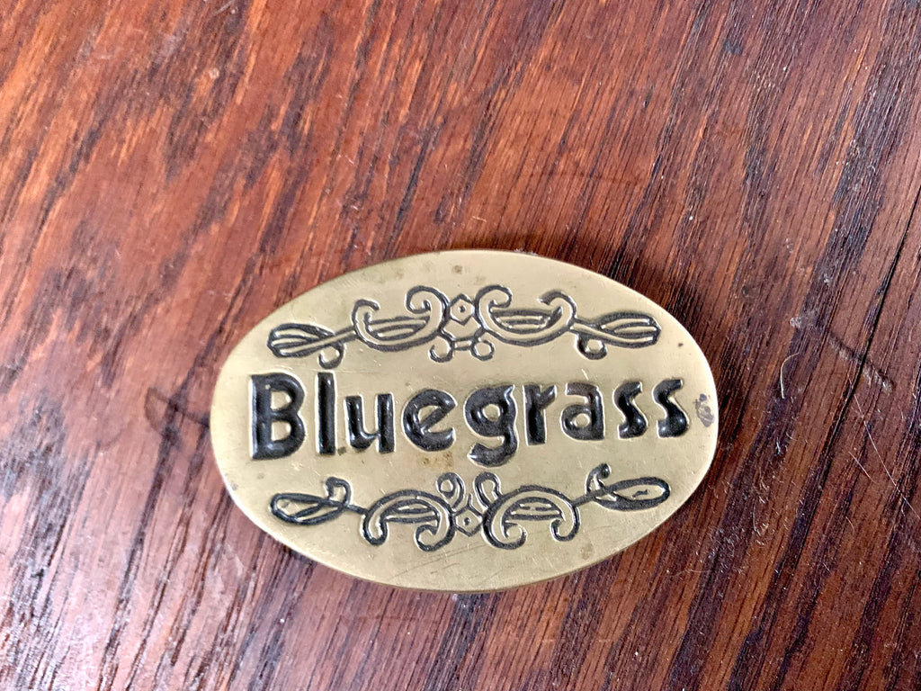 Vtg Solid Brass Bluegrass Belt Buckle | Baron Brass Buckle | Bluegrass Brass Belt Buckle | 1978 Baron Buckle | Bluegrass Music Buckle