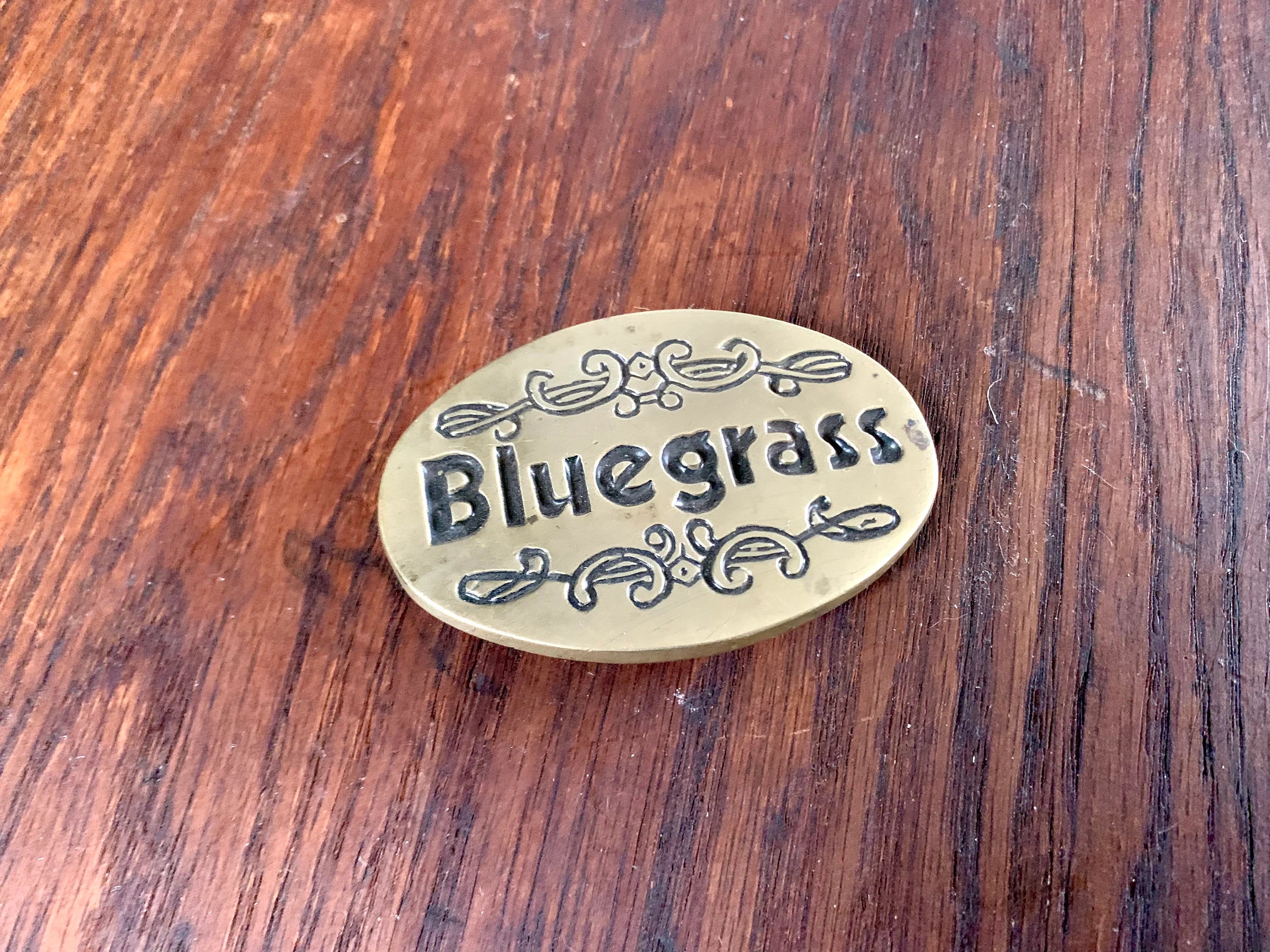 Vtg Solid Brass Bluegrass Belt Buckle | Baron Brass Buckle | Bluegrass Brass Belt Buckle | 1978 Baron Buckle | Bluegrass Music Buckle