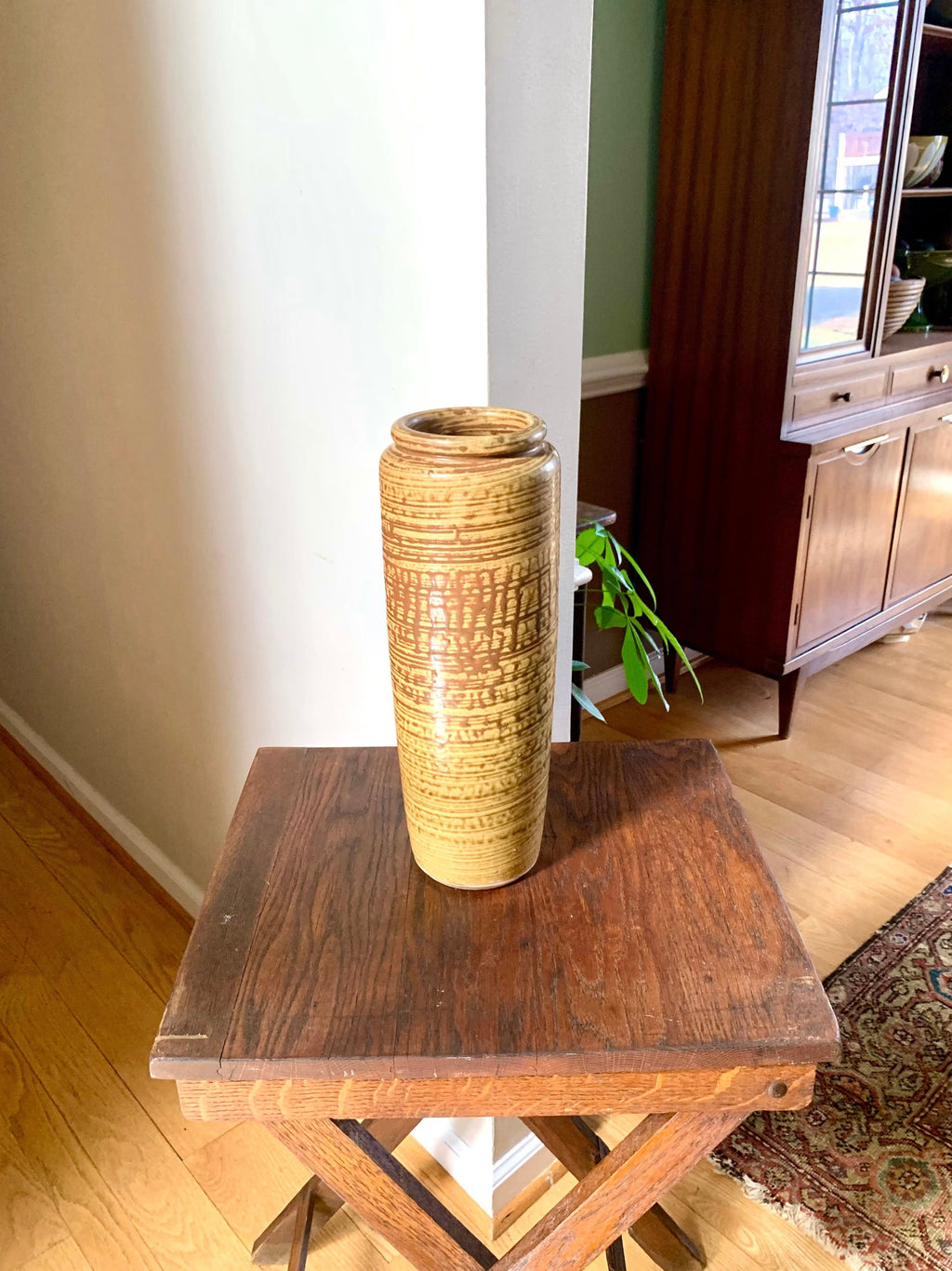 Vtg Tall Ceramic Vase | Tall Pottery Vase | Stoneware Pottery Vase | Unmarked Studio Ceramic Vase | Earthy 13 1/2" Tall Vase