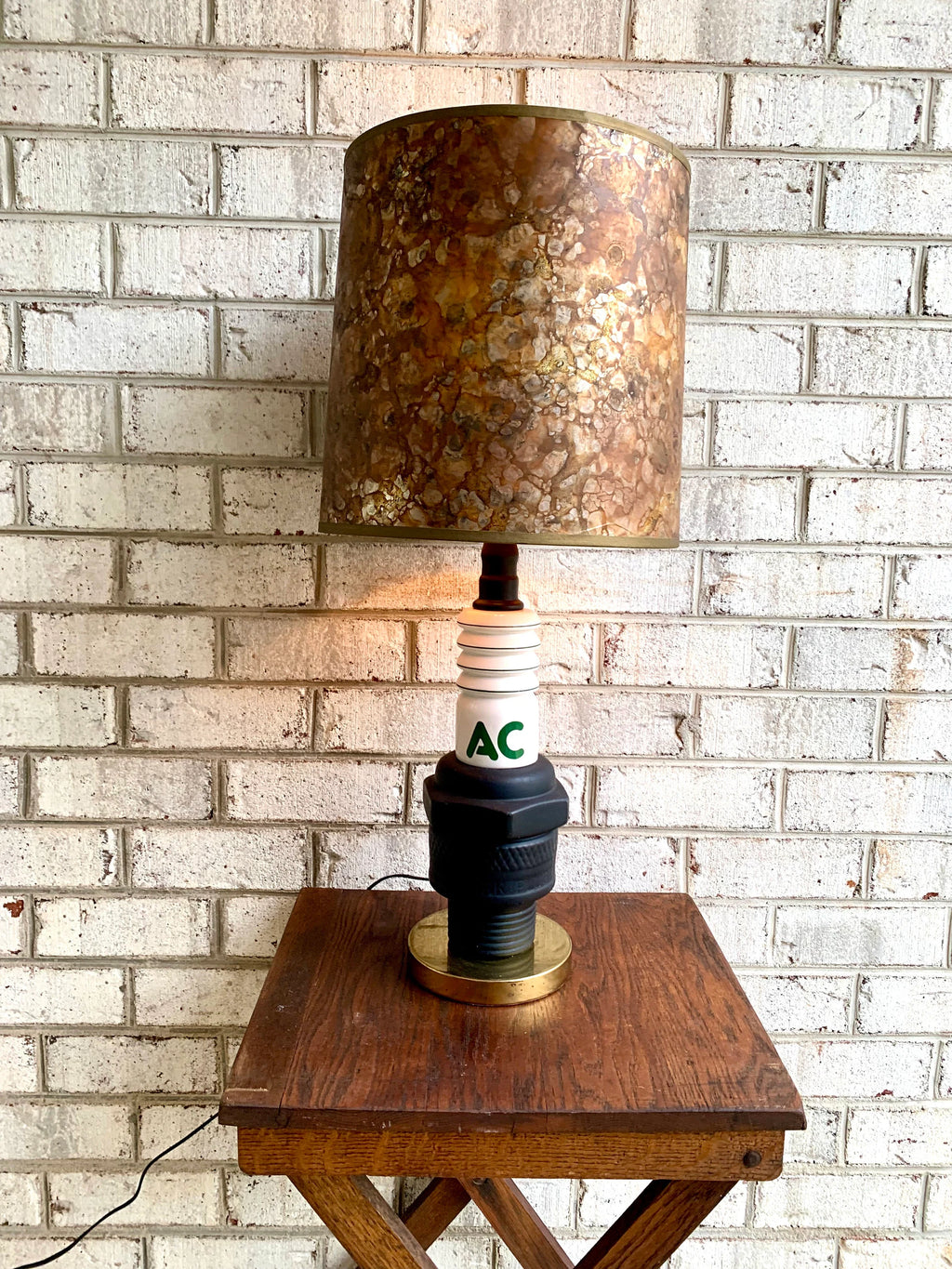 Vtg 1960's Porcelain AC Delco Spark PLug Advertisement Lamp | AC Delco Large Spark Plug Lamp | 60's Advertisement Spark Plug Lamp