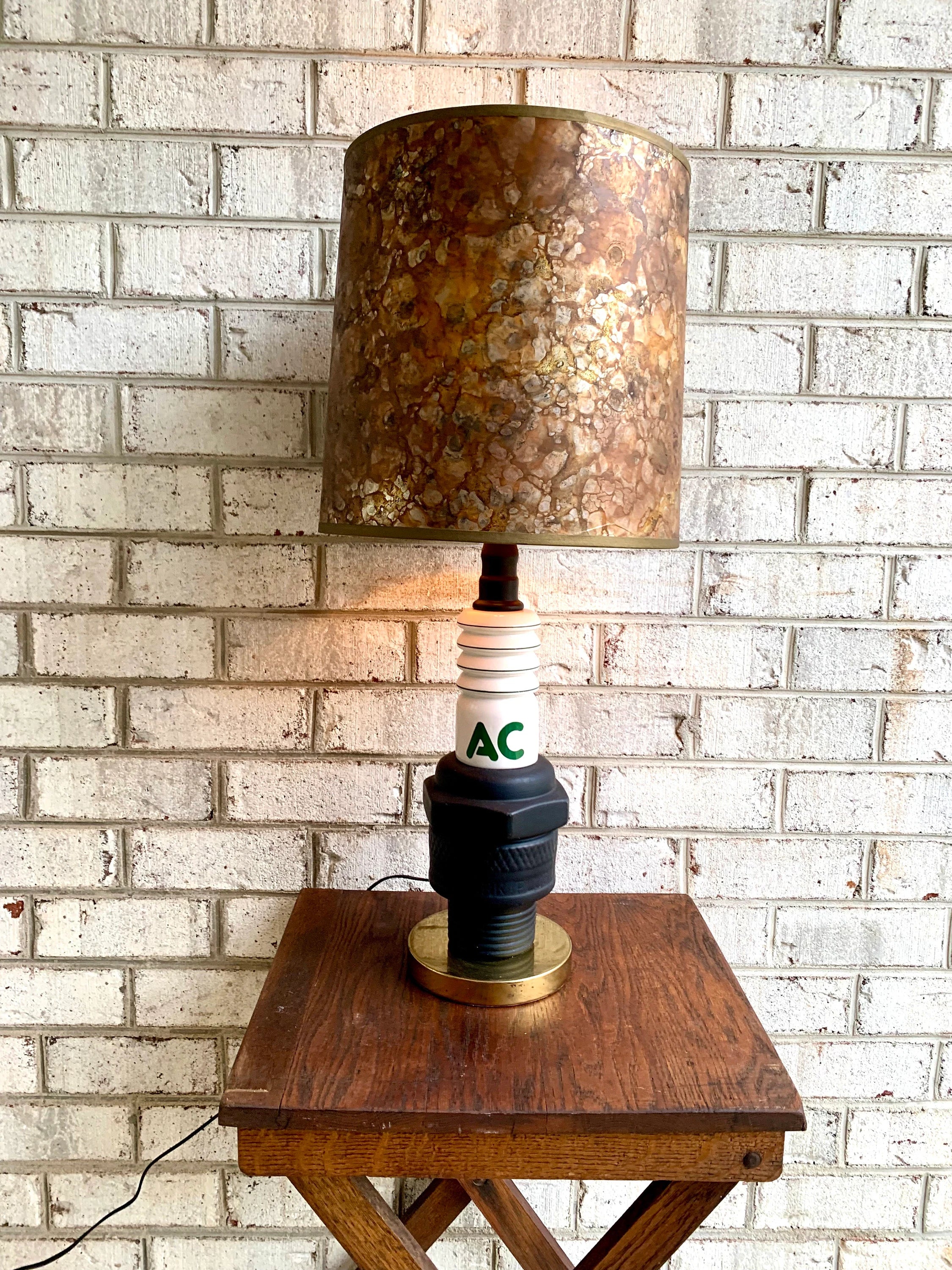 Vtg 1960's Porcelain AC Delco Spark PLug Advertisement Lamp | AC Delco Large Spark Plug Lamp | 60's Advertisement Spark Plug Lamp