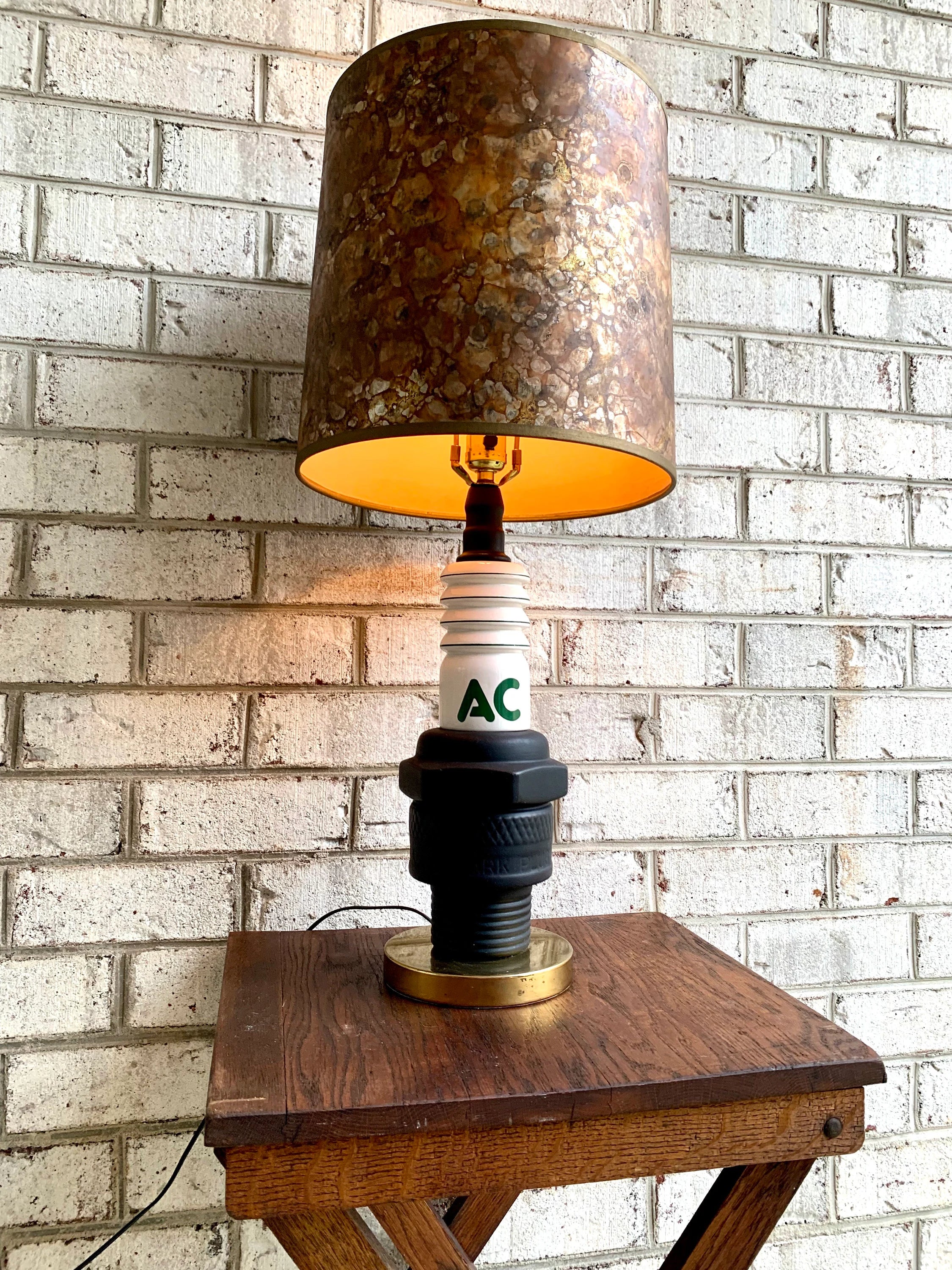 Vtg 1960's Porcelain AC Delco Spark PLug Advertisement Lamp | AC Delco Large Spark Plug Lamp | 60's Advertisement Spark Plug Lamp