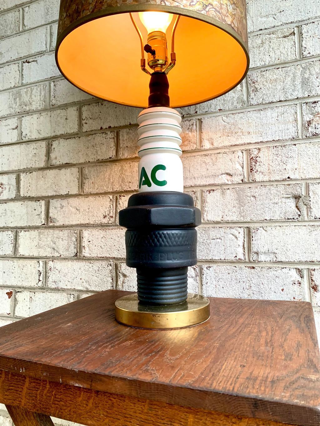 Vtg 1960's Porcelain AC Delco Spark PLug Advertisement Lamp | AC Delco Large Spark Plug Lamp | 60's Advertisement Spark Plug Lamp