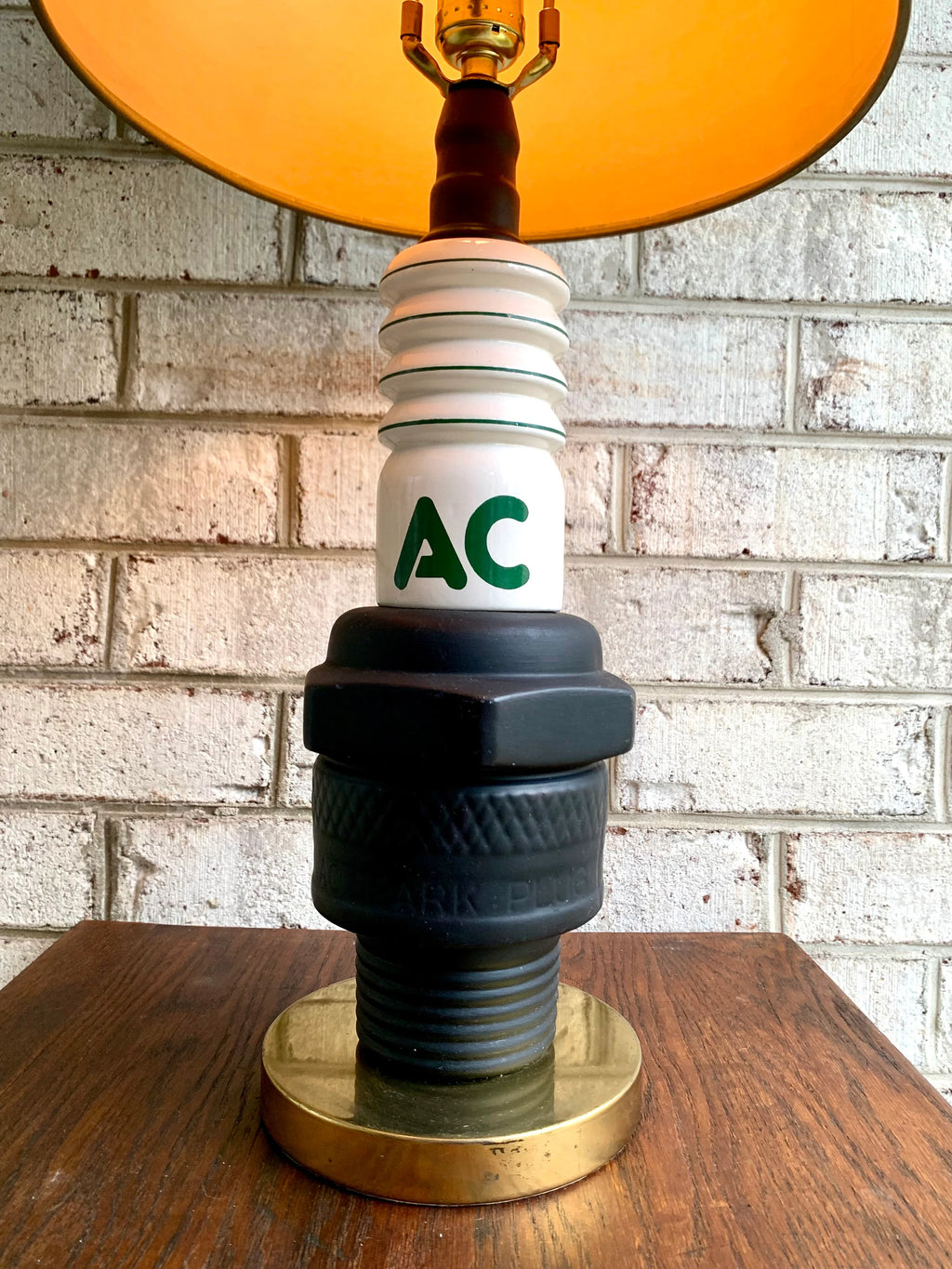 Vtg 1960's Porcelain AC Delco Spark PLug Advertisement Lamp | AC Delco Large Spark Plug Lamp | 60's Advertisement Spark Plug Lamp