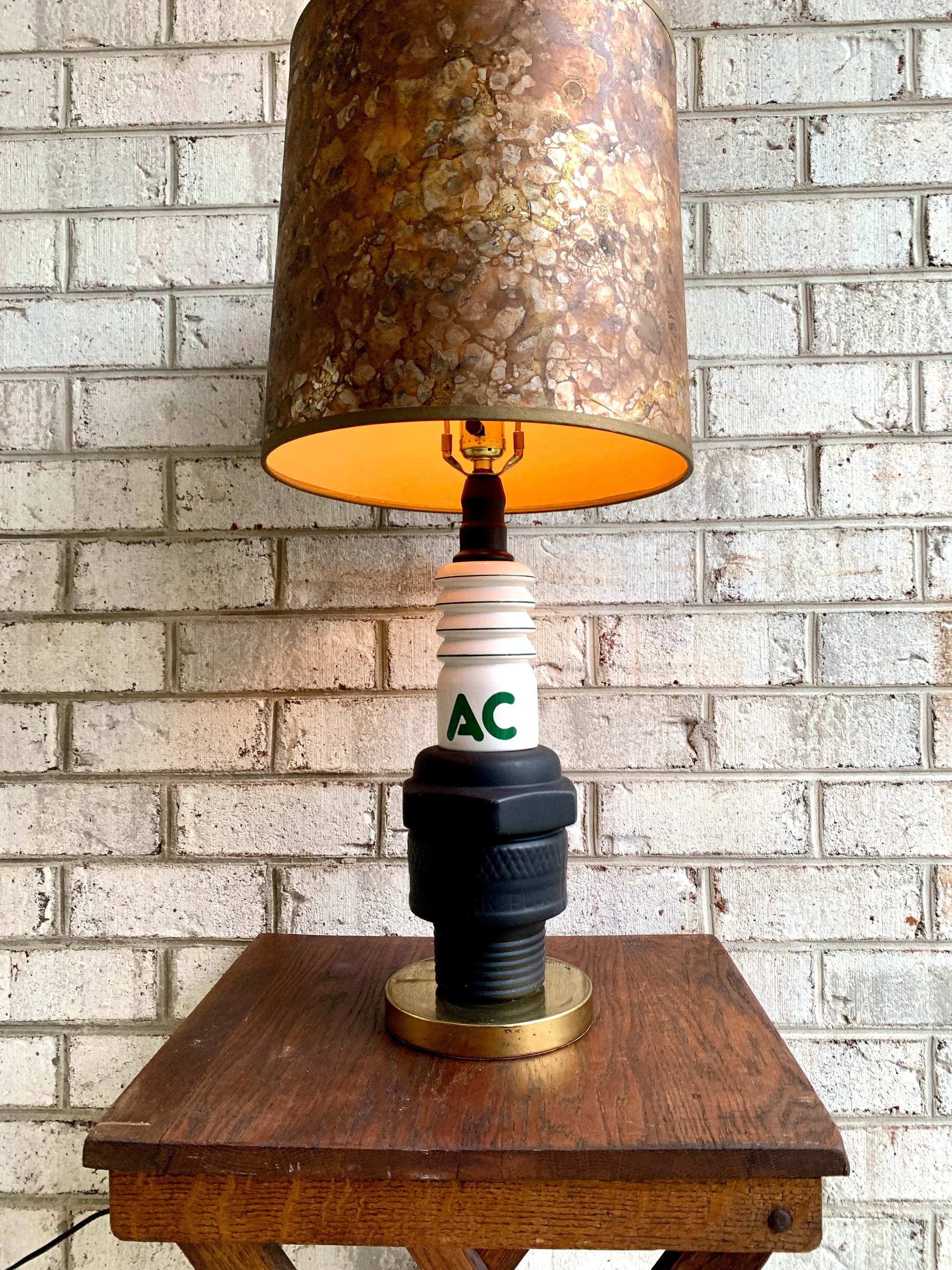 Vtg 1960's Porcelain AC Delco Spark PLug Advertisement Lamp | AC Delco Large Spark Plug Lamp | 60's Advertisement Spark Plug Lamp