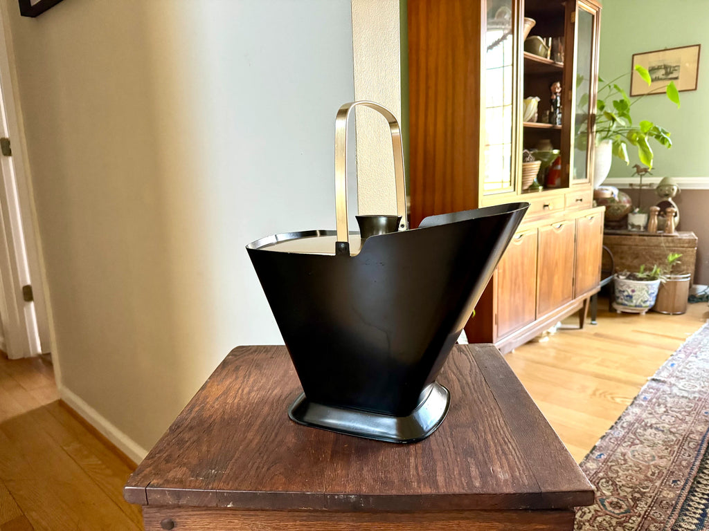 Vintage Metal Coal Scuttle Ice Bucket | West Bend Ice Bucket | MCM Ice Bucket | Coal Scuttle Ice Bucket