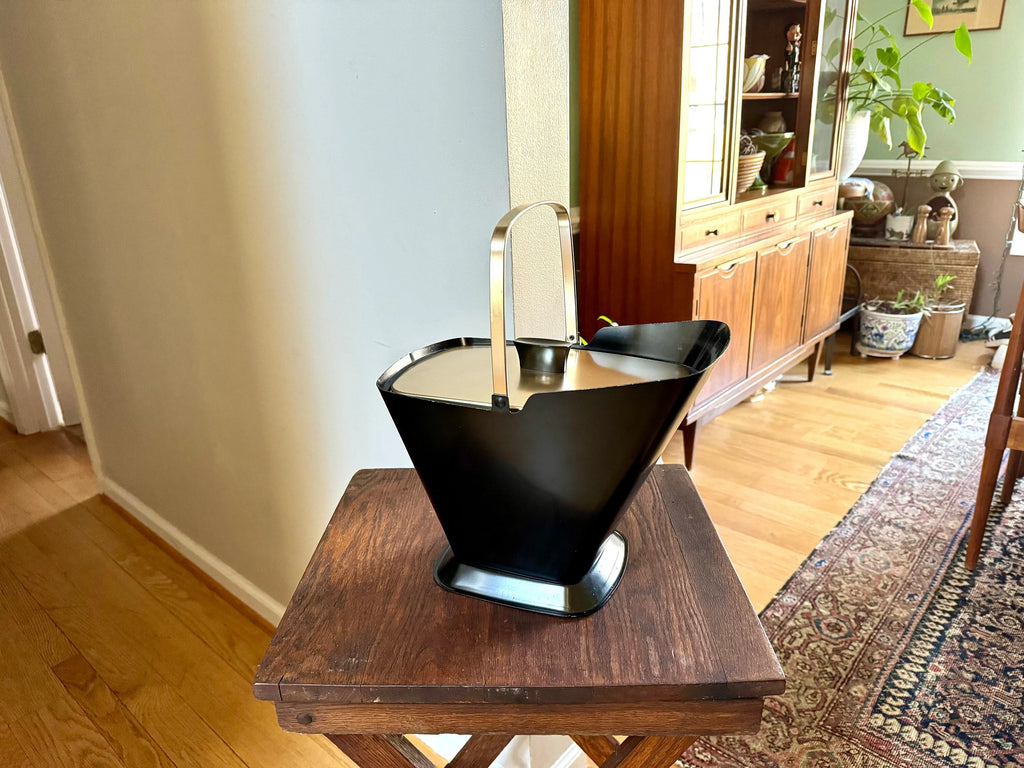 Vintage Metal Coal Scuttle Ice Bucket | West Bend Ice Bucket | MCM Ice Bucket | Coal Scuttle Ice Bucket