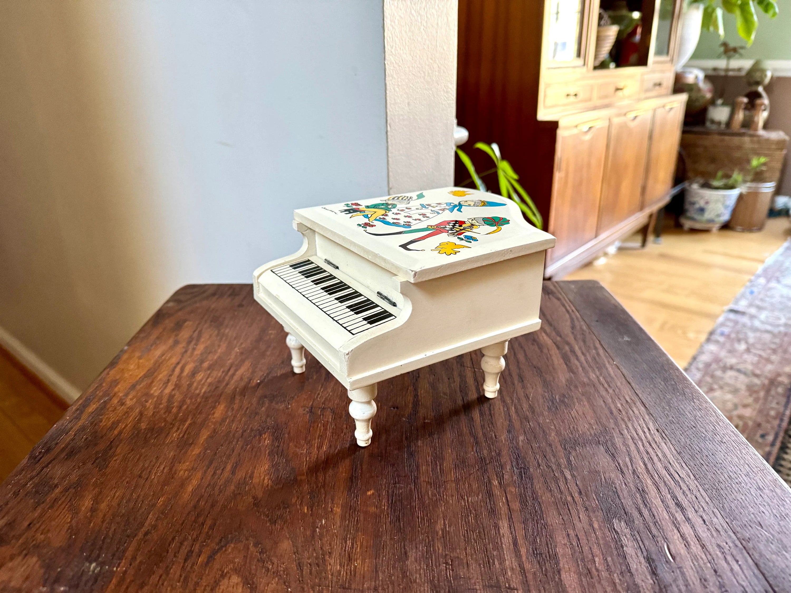 Vintage Piano Jewelry Box | Japan Piano Jewelry Box | Musical Piano Jewelry Box | Piano Music Box | Christiane Painted Piano Music Box