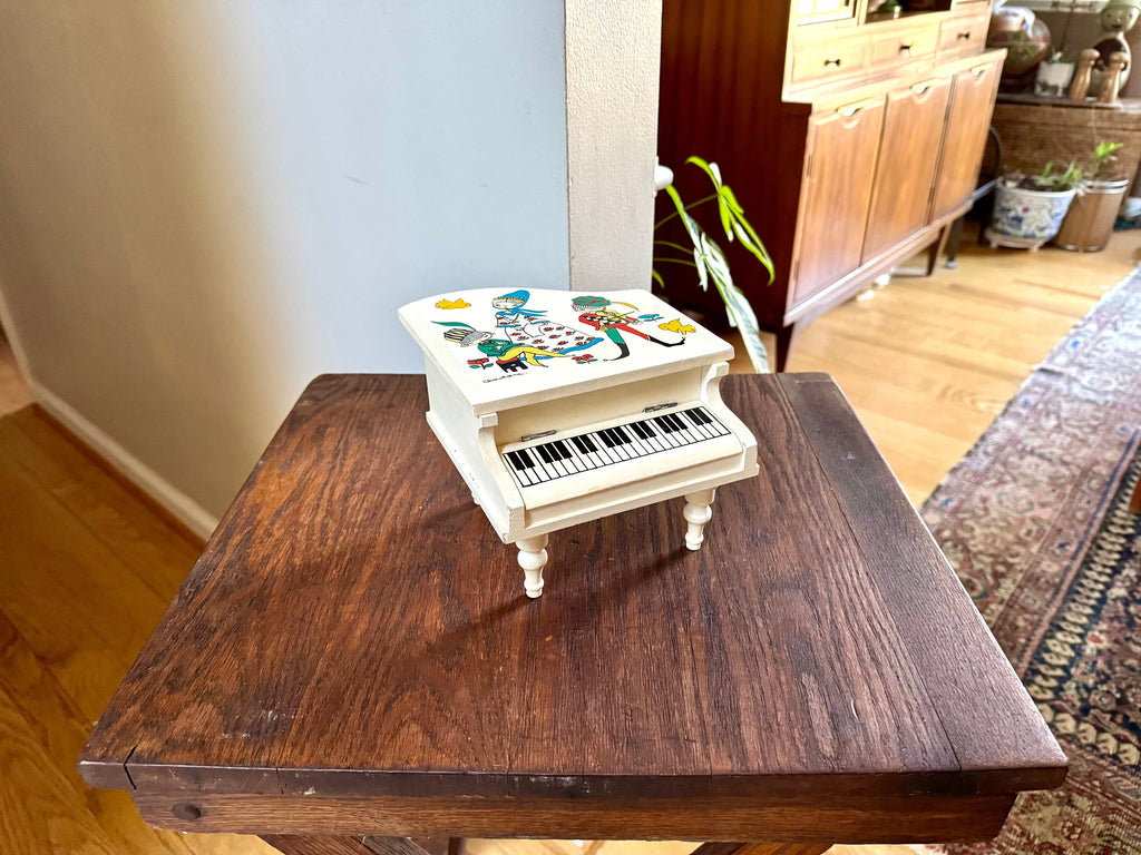 Vintage Piano Jewelry Box | Japan Piano Jewelry Box | Musical Piano Jewelry Box | Piano Music Box | Christiane Painted Piano Music Box