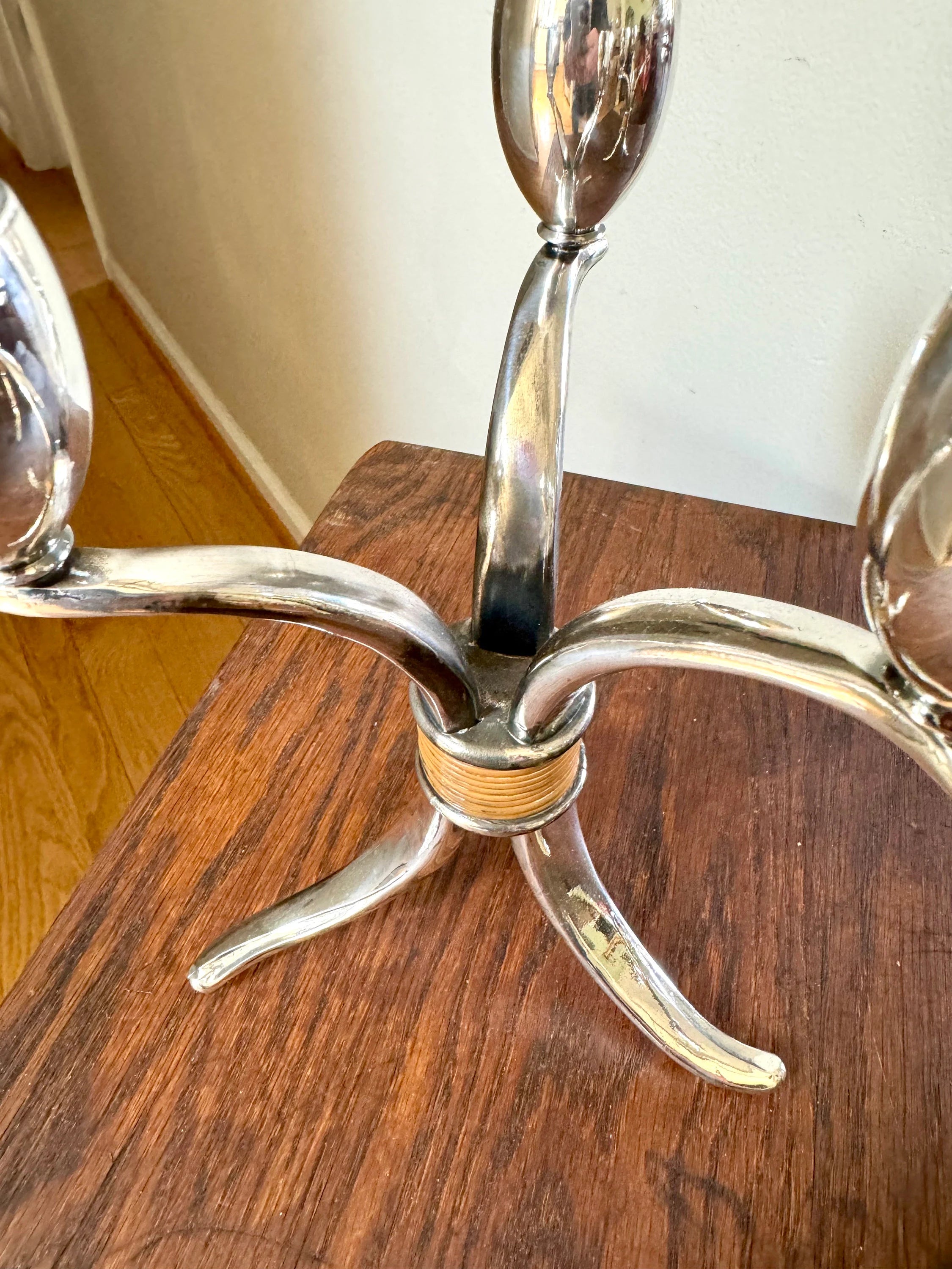 Vintage Pair of Rogers Bros. "Flair" Candlestick Holders | MCM Candle Holders | Tripod Candlestick Holders | 1847 Roger Bros. Candle Holders