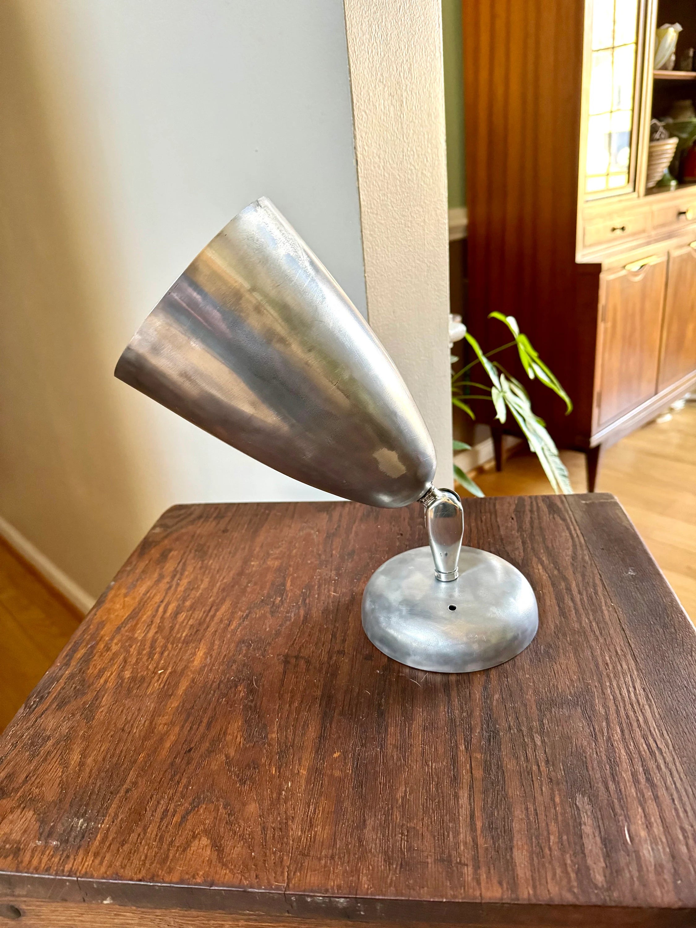 Vintage Modern Wall Lamp | Mid Century Modern Raw Metal Wall Lamp |  Raw Metal Modernist Wall Light | Atomic Wall Sconce | Space Age Lamp