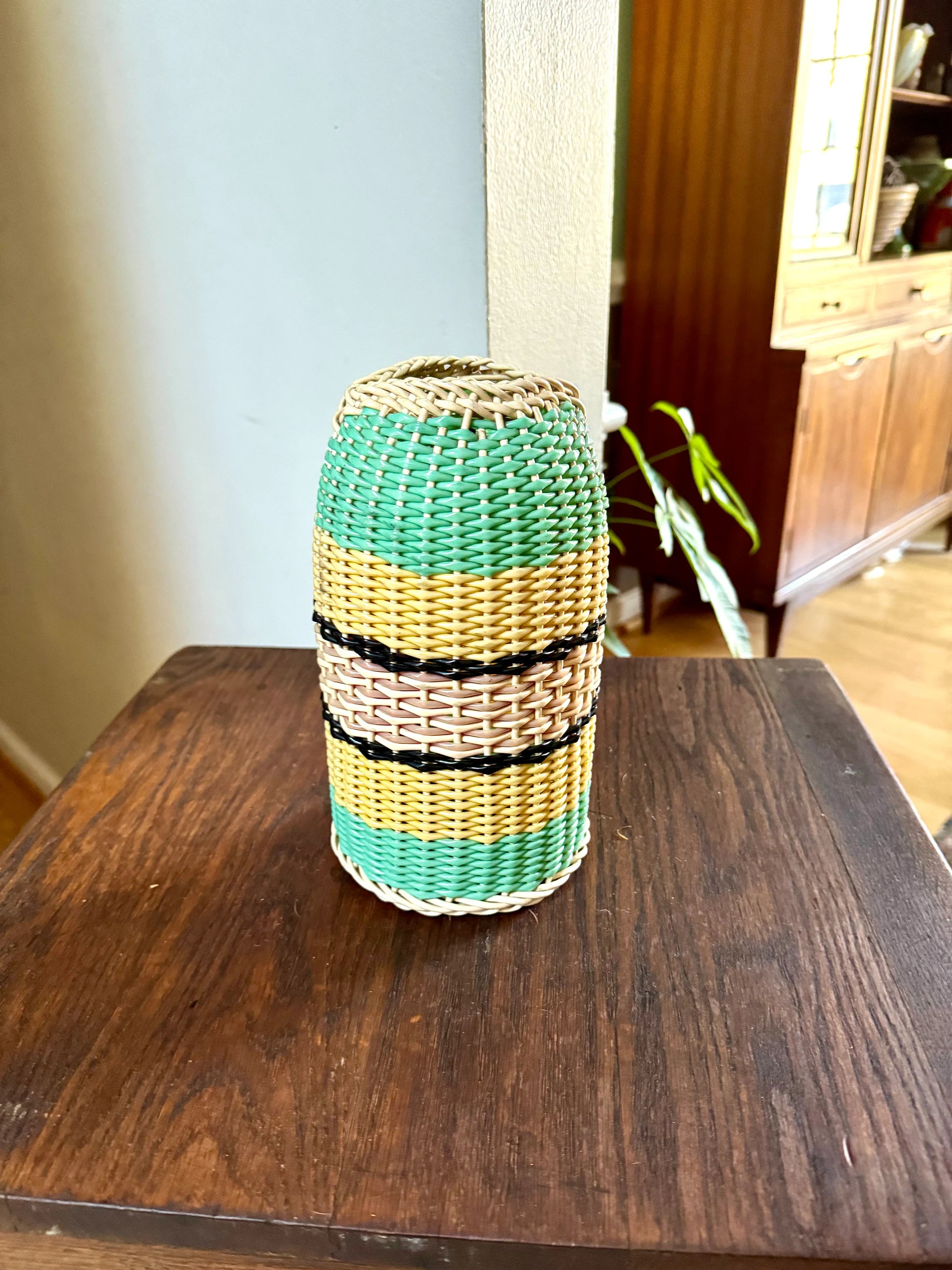 Vintage Syphon Bottle Woven Cover | Bottle Cover | Woven Bottle Cover | Decorative Syphon Bottle Sleeve | Colorful Bottle Cozie