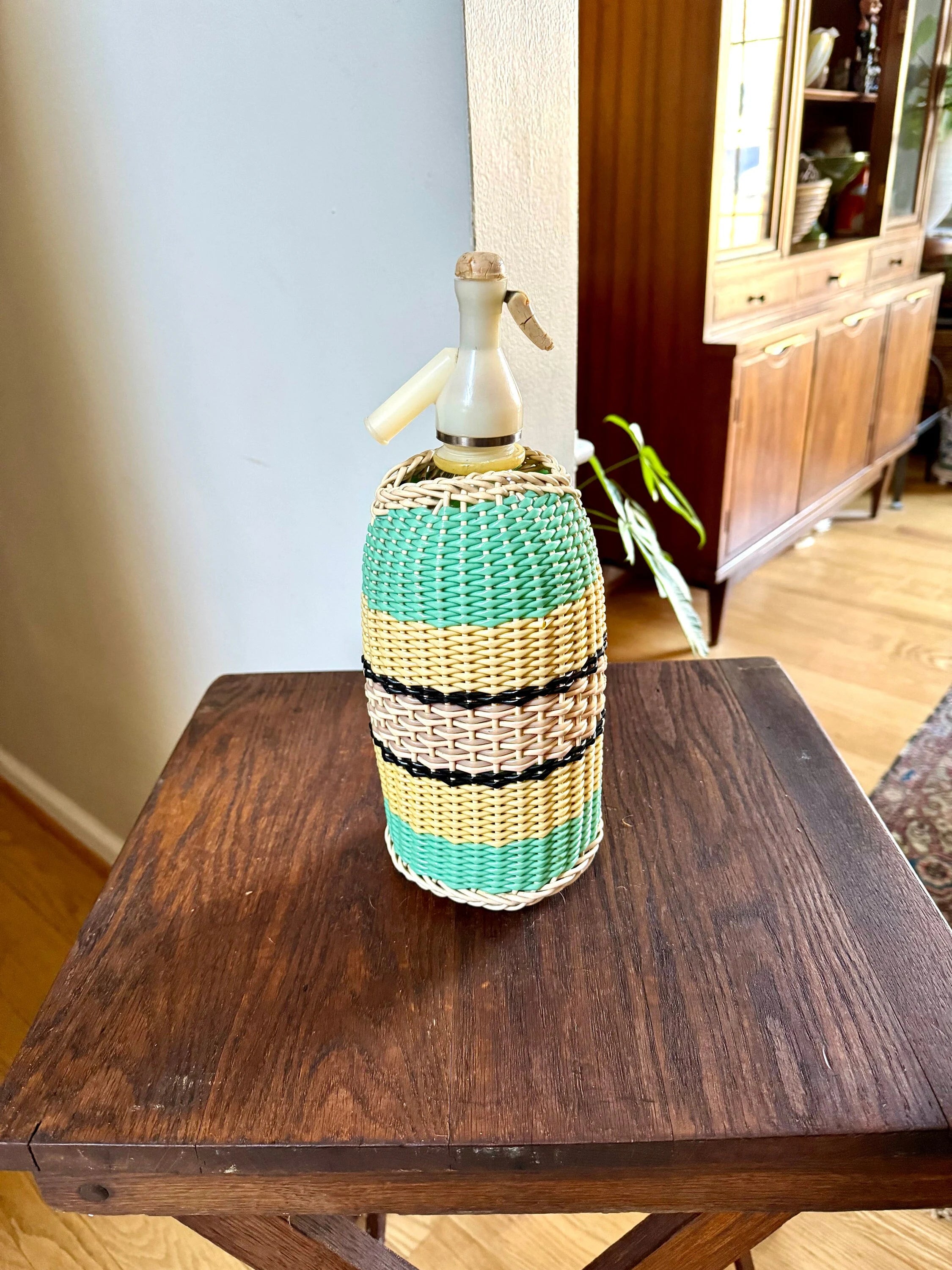 Vintage Syphon Bottle Woven Cover | Bottle Cover | Woven Bottle Cover | Decorative Syphon Bottle Sleeve | Colorful Bottle Cozie