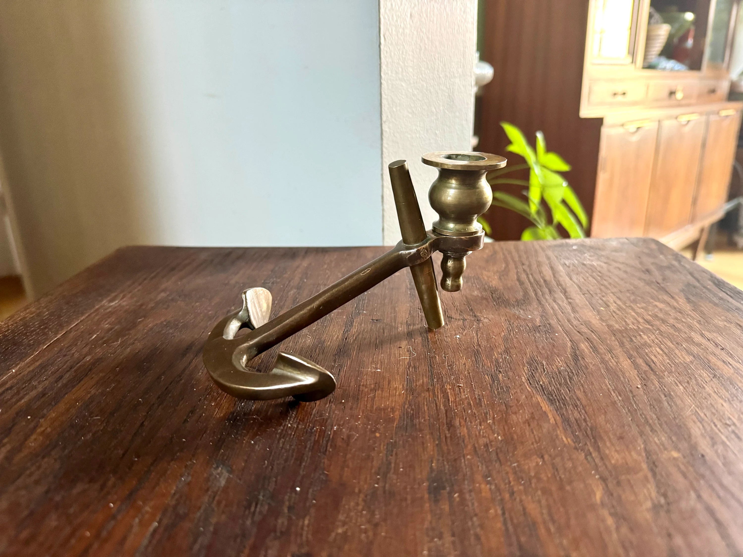 Solid Brass Yachtsman Anchor Candle Holder| Vintage Brass Boat Anchor Candlestick | Brass Nautical Decor | Beach House Decor | Cottage Decor