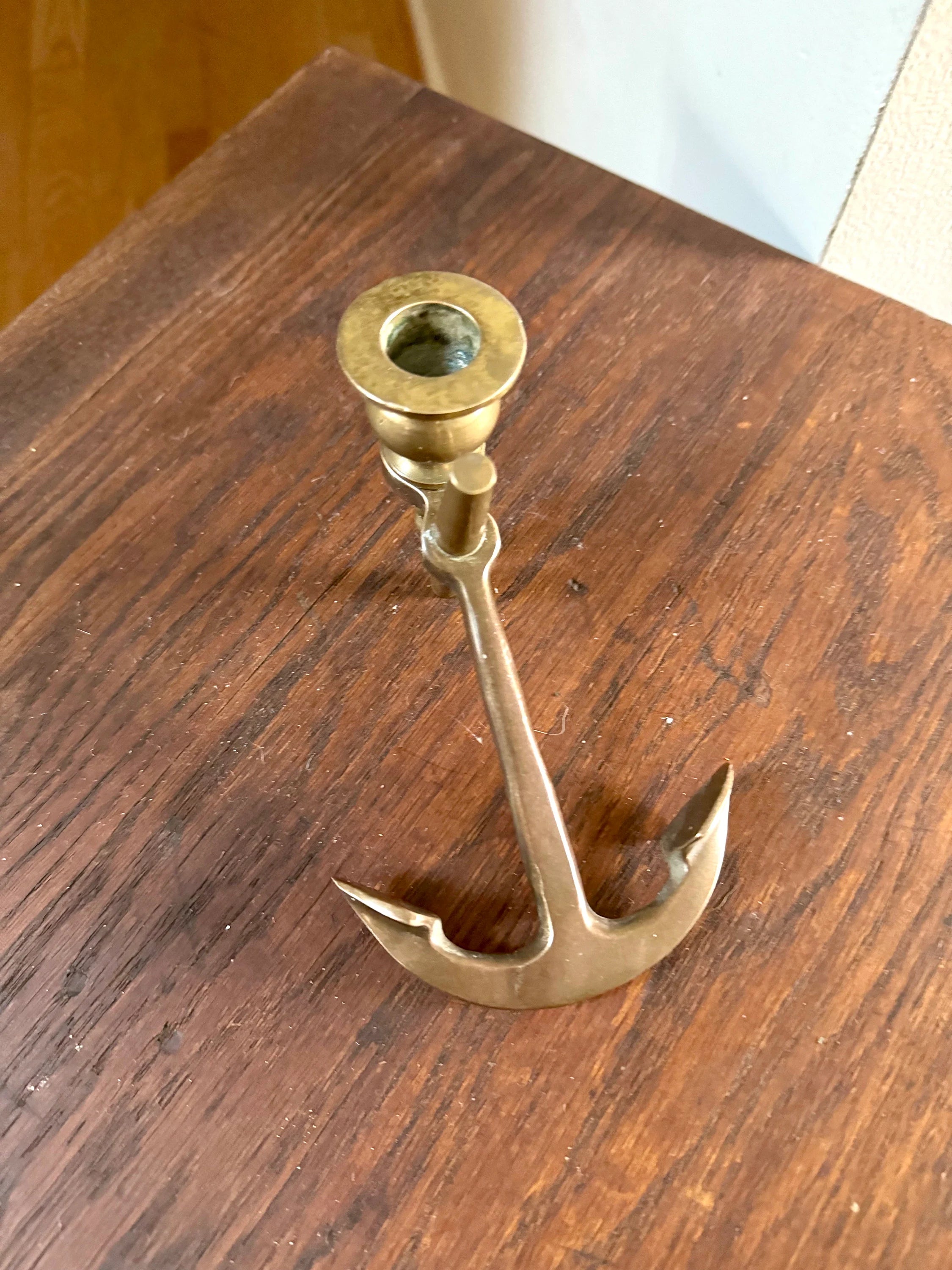 Solid Brass Yachtsman Anchor Candle Holder| Vintage Brass Boat Anchor Candlestick | Brass Nautical Decor | Beach House Decor | Cottage Decor
