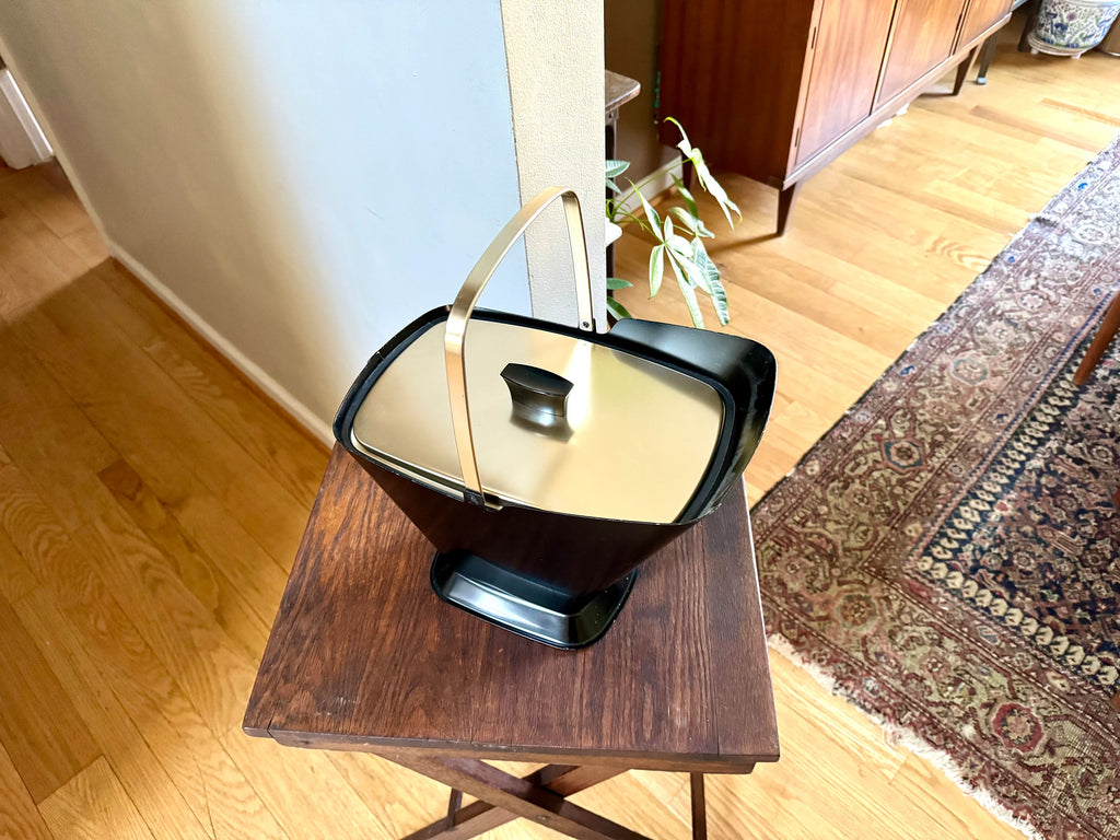 Vintage Metal Coal Scuttle Ice Bucket | West Bend Ice Bucket | MCM Ice Bucket | Coal Scuttle Ice Bucket