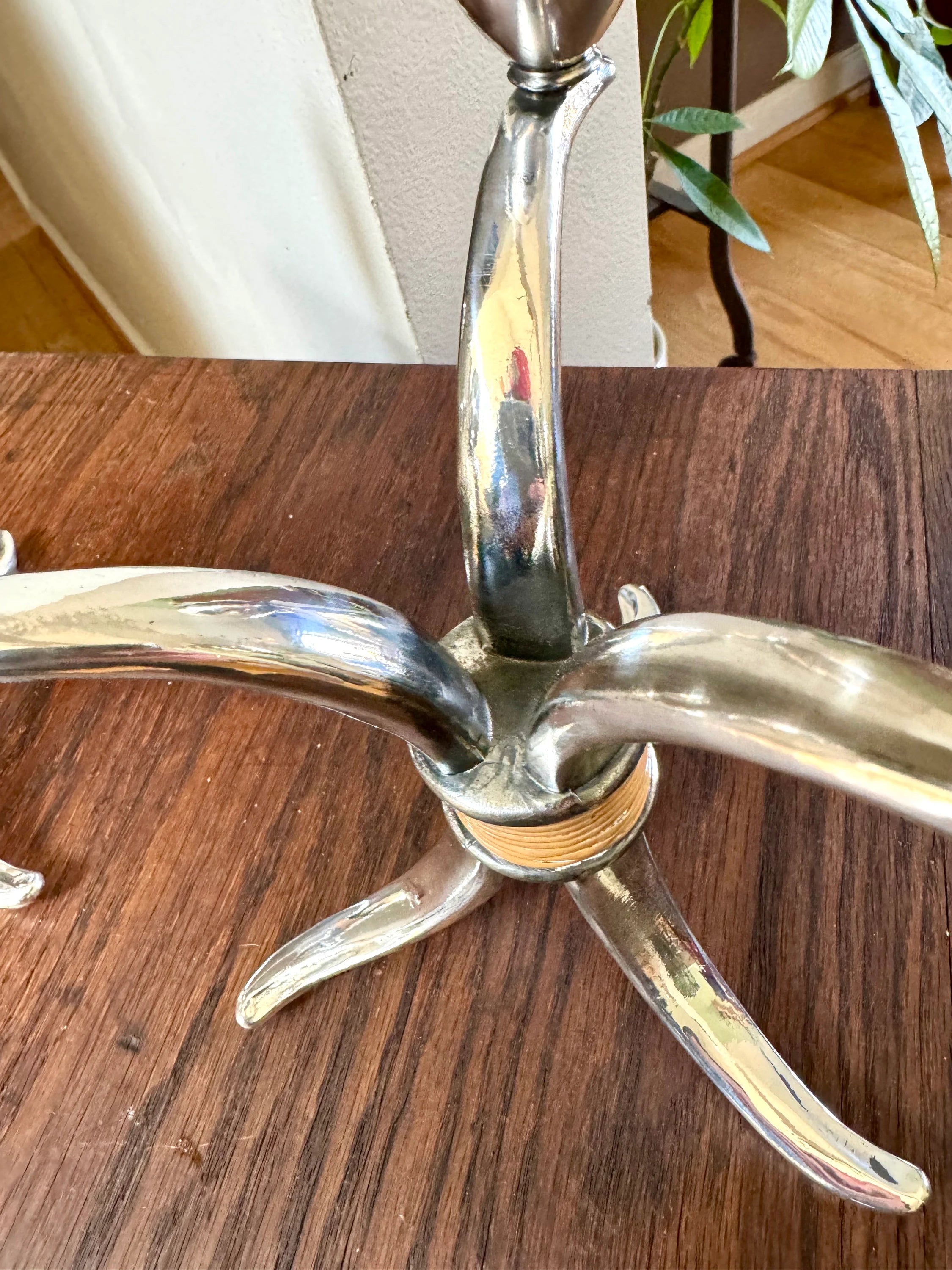 Vintage Pair of Rogers Bros. "Flair" Candlestick Holders | MCM Candle Holders | Tripod Candlestick Holders | 1847 Roger Bros. Candle Holders