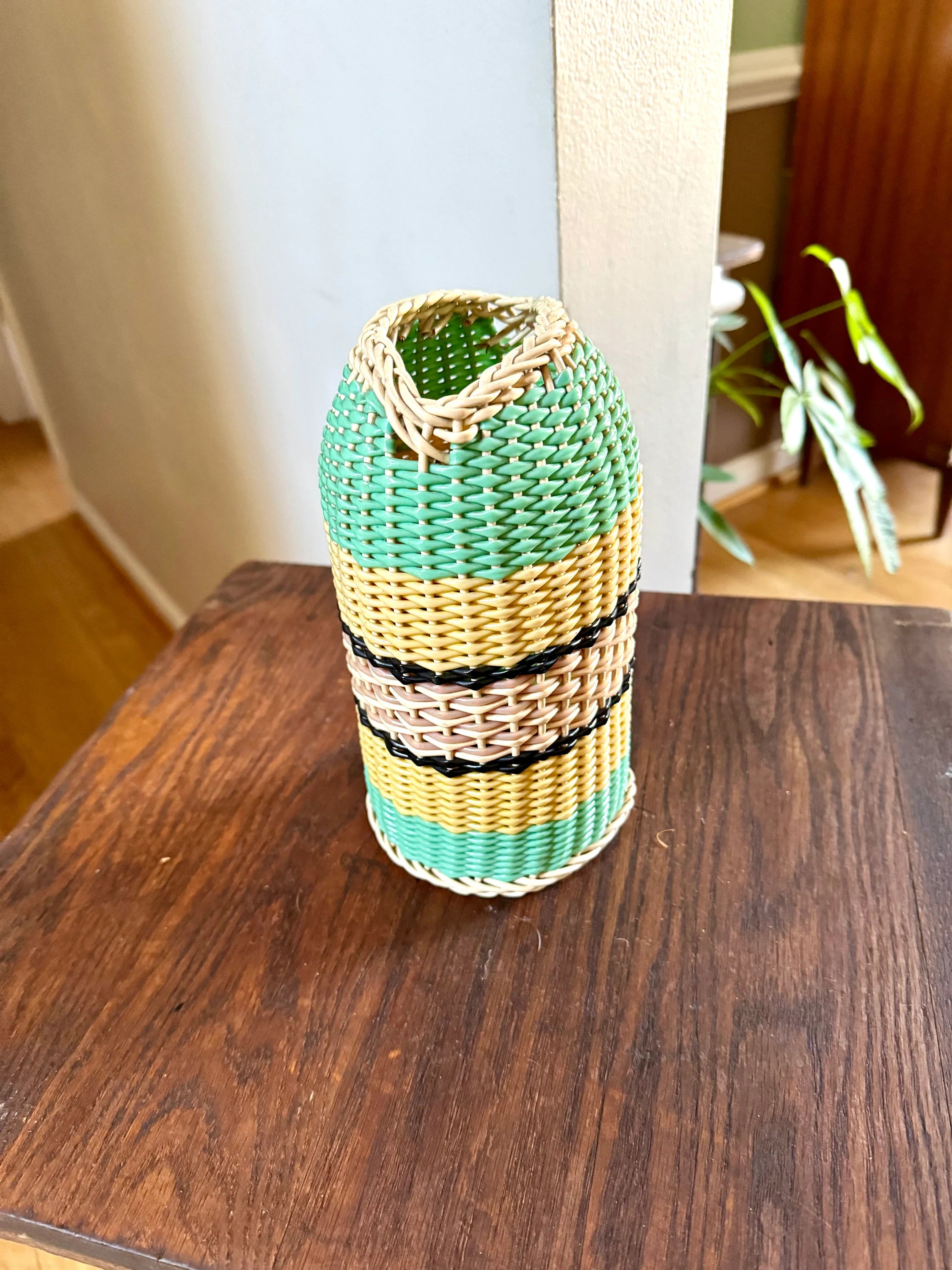 Vintage Syphon Bottle Woven Cover | Bottle Cover | Woven Bottle Cover | Decorative Syphon Bottle Sleeve | Colorful Bottle Cozie