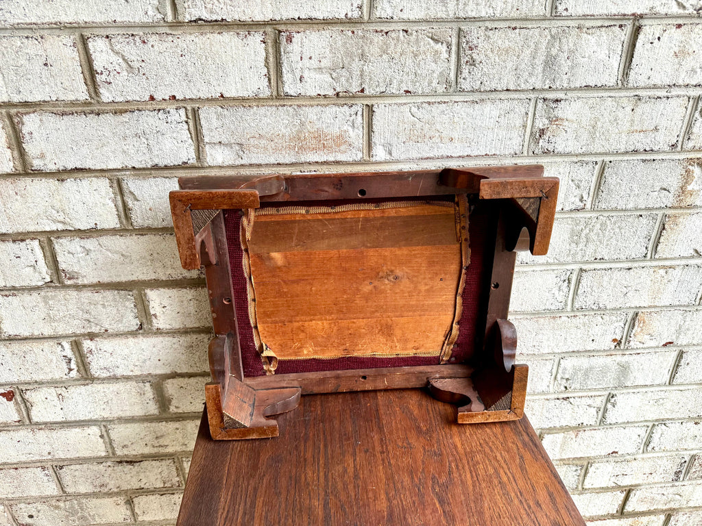 Farmhouse Decor | Distressed Needlepoint Ottoman