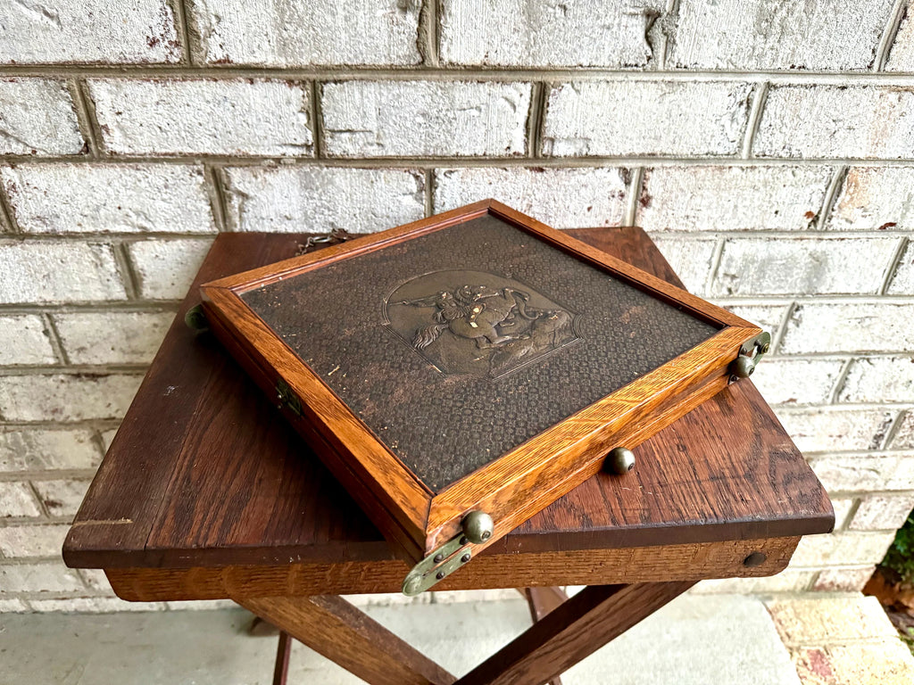 Antique English Victorian Trifold Vanity Mirror | Trifold Vanity Mirror | Wood Table Top or Hanging Triple Beveled Mirror | Traveling Mirror