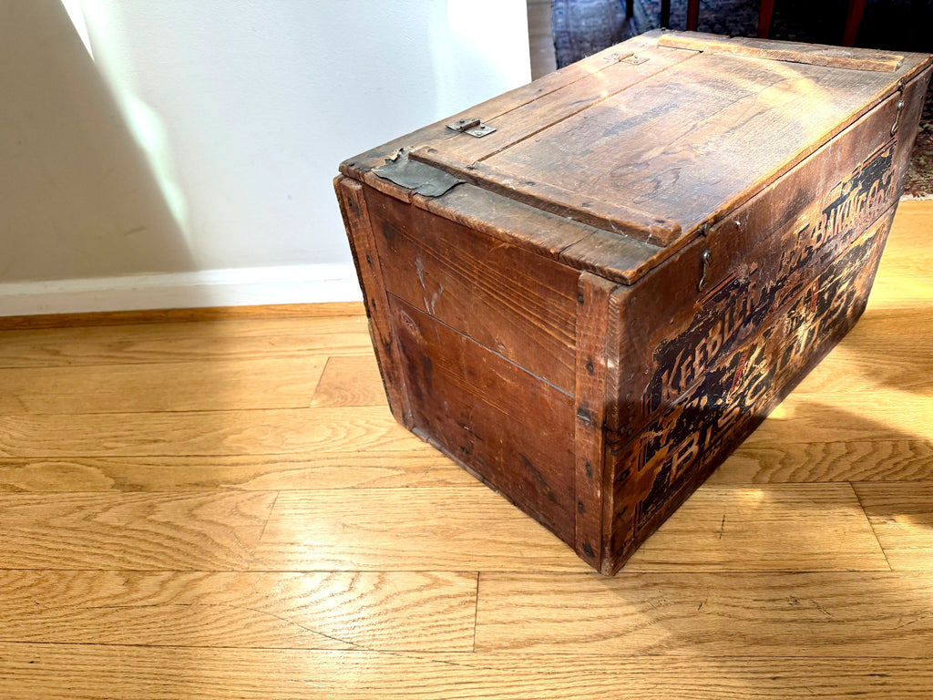 Antique Keebler Weyl Baking Company Wood Shipping Crate | Keebler Advertisement Wood Crate | Antique Wood Biscuit Crate| Lidded Keebler Box