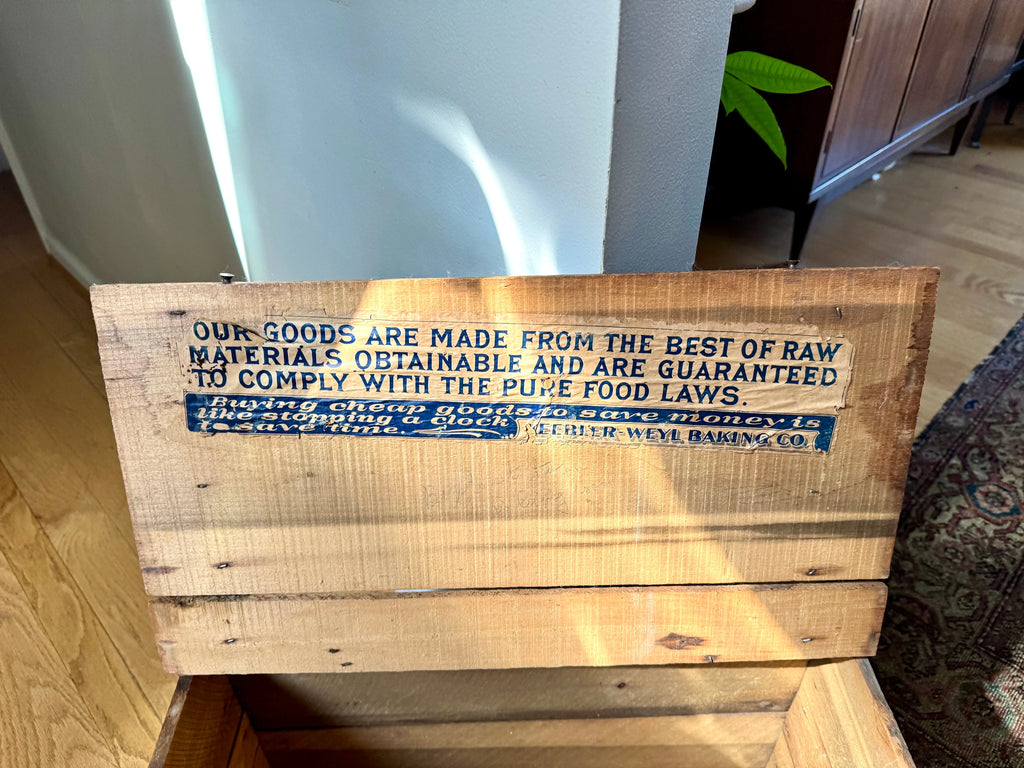 Antique Keebler Weyl Baking Company Wood Shipping Crate | Keebler Advertisement Wood Crate | Antique Wood Biscuit Crate| Lidded Keebler Box