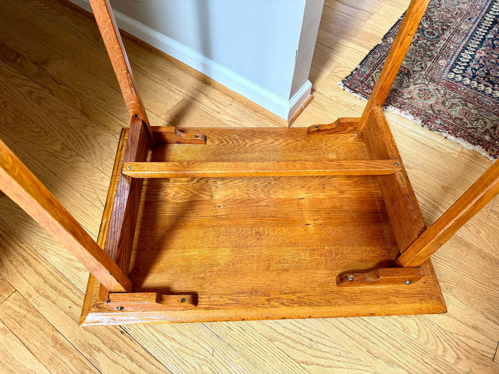 Small Folding Wooden Table | Folding Sewing Table | Hand Carved Wood Table | Antique Folding Craft Table | Rustic Wood Desk Table