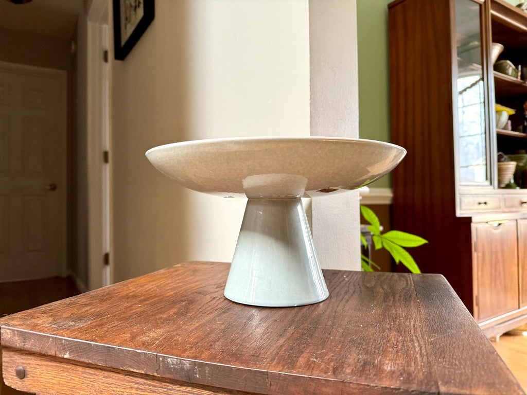 Vtg Royal Haeger Ceramic Pedestal Dish | Pink and Gray Ceramic Fruit Bowl | Royal Haeger R1658 Pedestal Dish | Ceramic Pedestal Plate