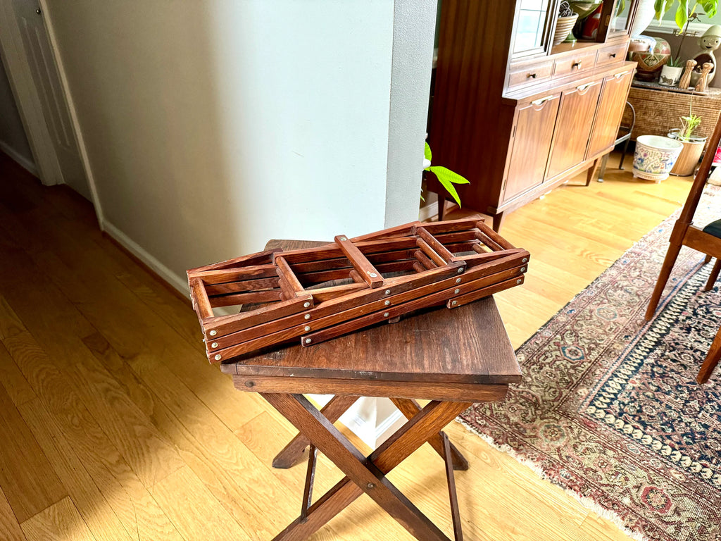 Vtg Wooden Accordion Wine Rack | Wood Wine Bottle Holder | Collapsible Wine Rack | Bohemian Wine Decor | Country Home Wine Bottle Holder