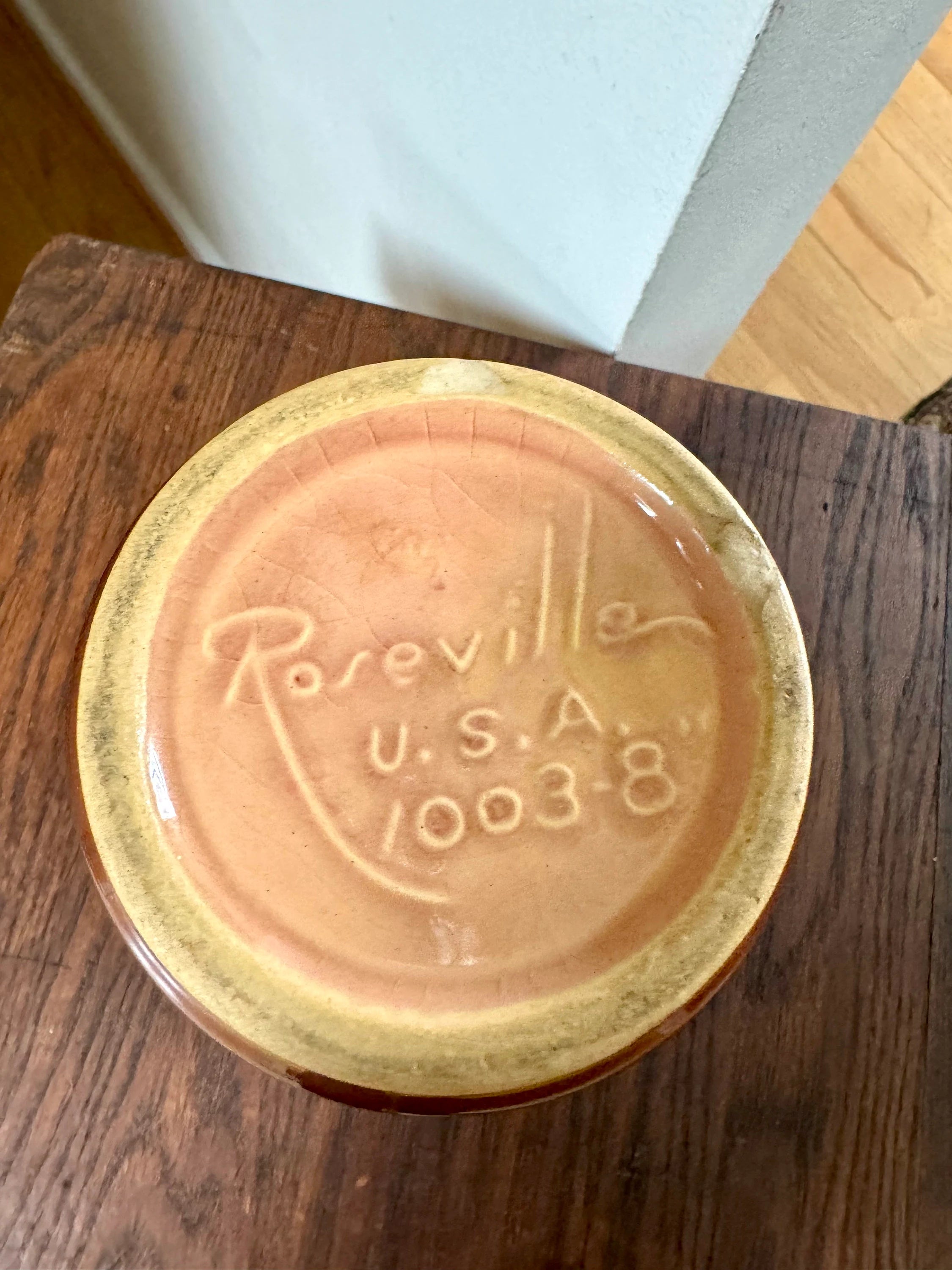 Vtg Roseville Mayfair 1003-8 Vase | Brown Saw Tooth Roseville Vase | Brown Glazed Saw Tooth Vase | Roseville Pottery Flower Vase