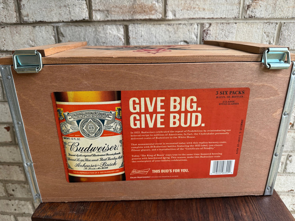 Repop Budweiser Wood Crate | Vintage Anheuser-Busch Beer Wood Crate | Budweiser Lager Shipping Box | Bud Beer Crate | Beer Advertisement Box