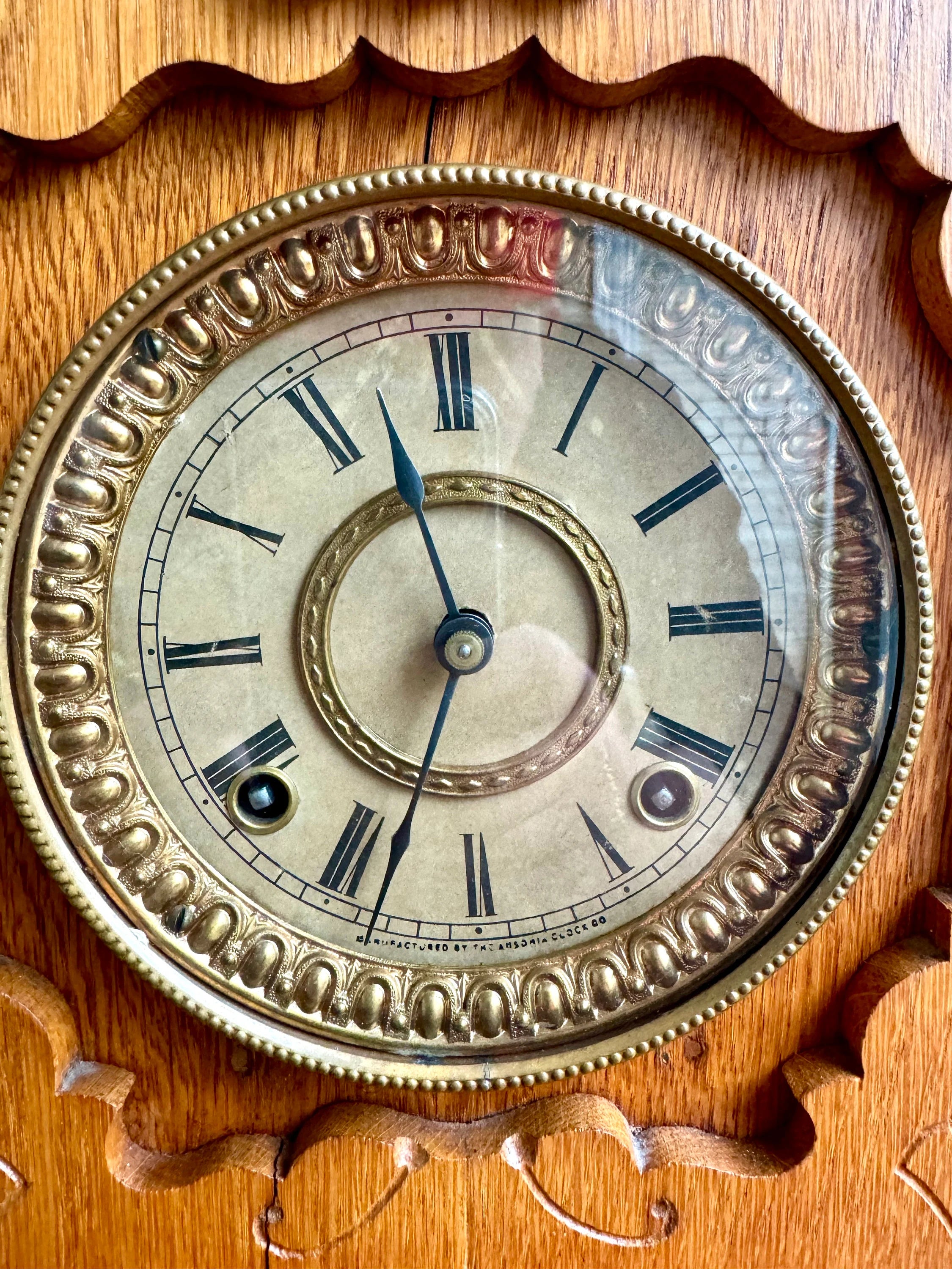 Antique Wooden Ansonia Mantle Clock | Untested Ansonia Mantle Clock | Ansonia Clock Company Mantle Clock