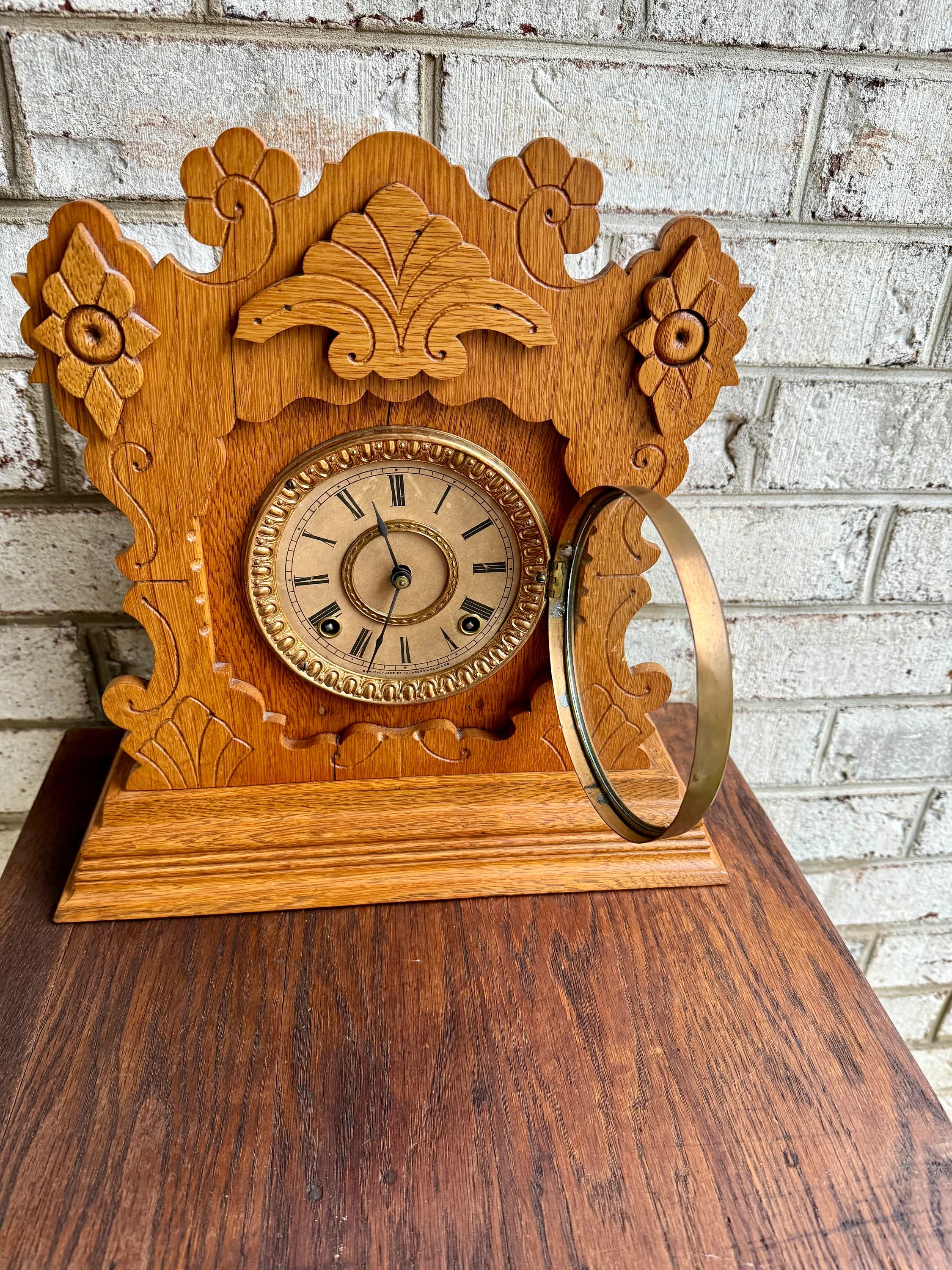 Antique Wooden Ansonia Mantle Clock | Untested Ansonia Mantle Clock | Ansonia Clock Company Mantle Clock