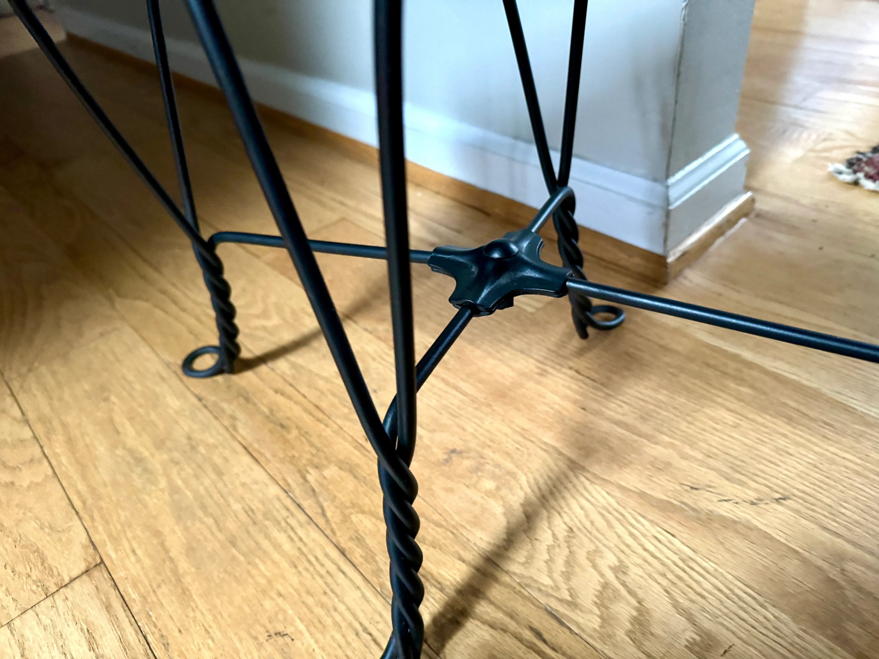 Antique Oak and Wrought Iron Gobbler's Bench | Bentwood Gobblers Shine Sizing Stool | Wood Shoe Shining Bench | Shoe Sizing Bench