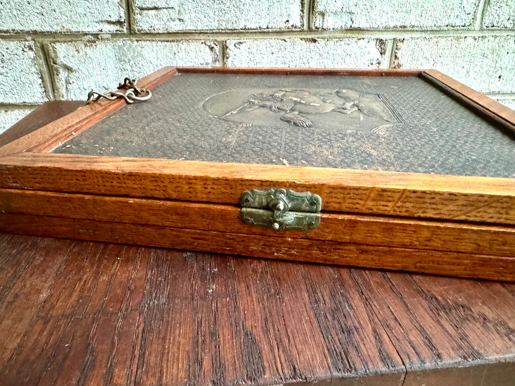 Antique English Victorian Trifold Vanity Mirror | Trifold Vanity Mirror | Wood Table Top or Hanging Triple Beveled Mirror | Traveling Mirror