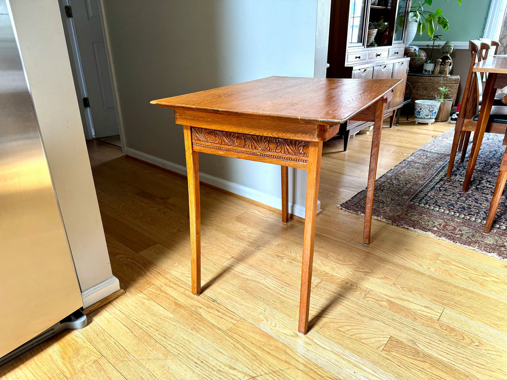 Small Folding Wooden Table | Folding Sewing Table | Hand Carved Wood Table | Antique Folding Craft Table | Rustic Wood Desk Table