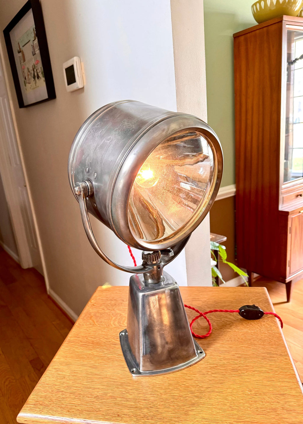 Vtg Perko Rayline Search Light Lamp | Repurposed Nautical Spotlight Lamp | Rewired Ship's Adjustable Search Light | Nautical Decor