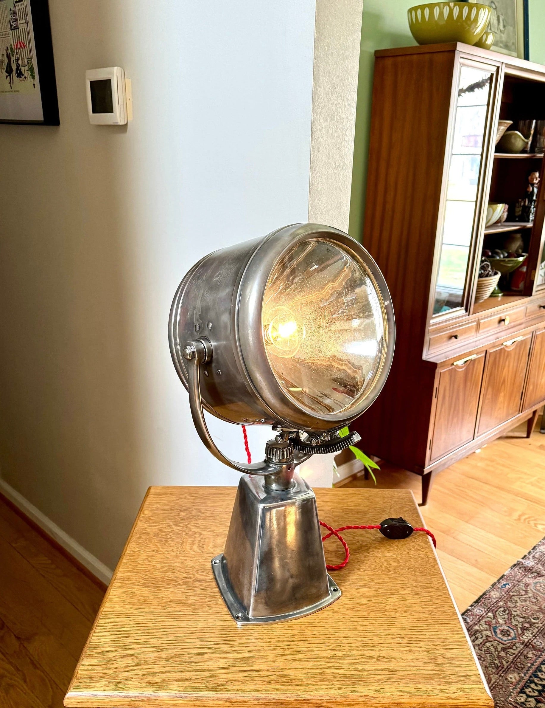 Vtg Perko Rayline Search Light Lamp | Repurposed Nautical Spotlight Lamp | Rewired Ship's Adjustable Search Light | Nautical Decor