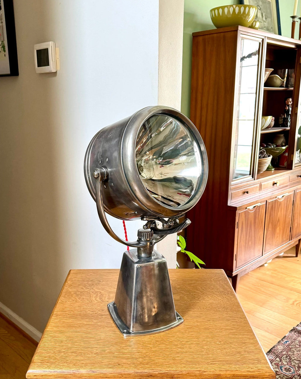 Vtg Perko Rayline Search Light Lamp | Repurposed Nautical Spotlight Lamp | Rewired Ship's Adjustable Search Light | Nautical Decor