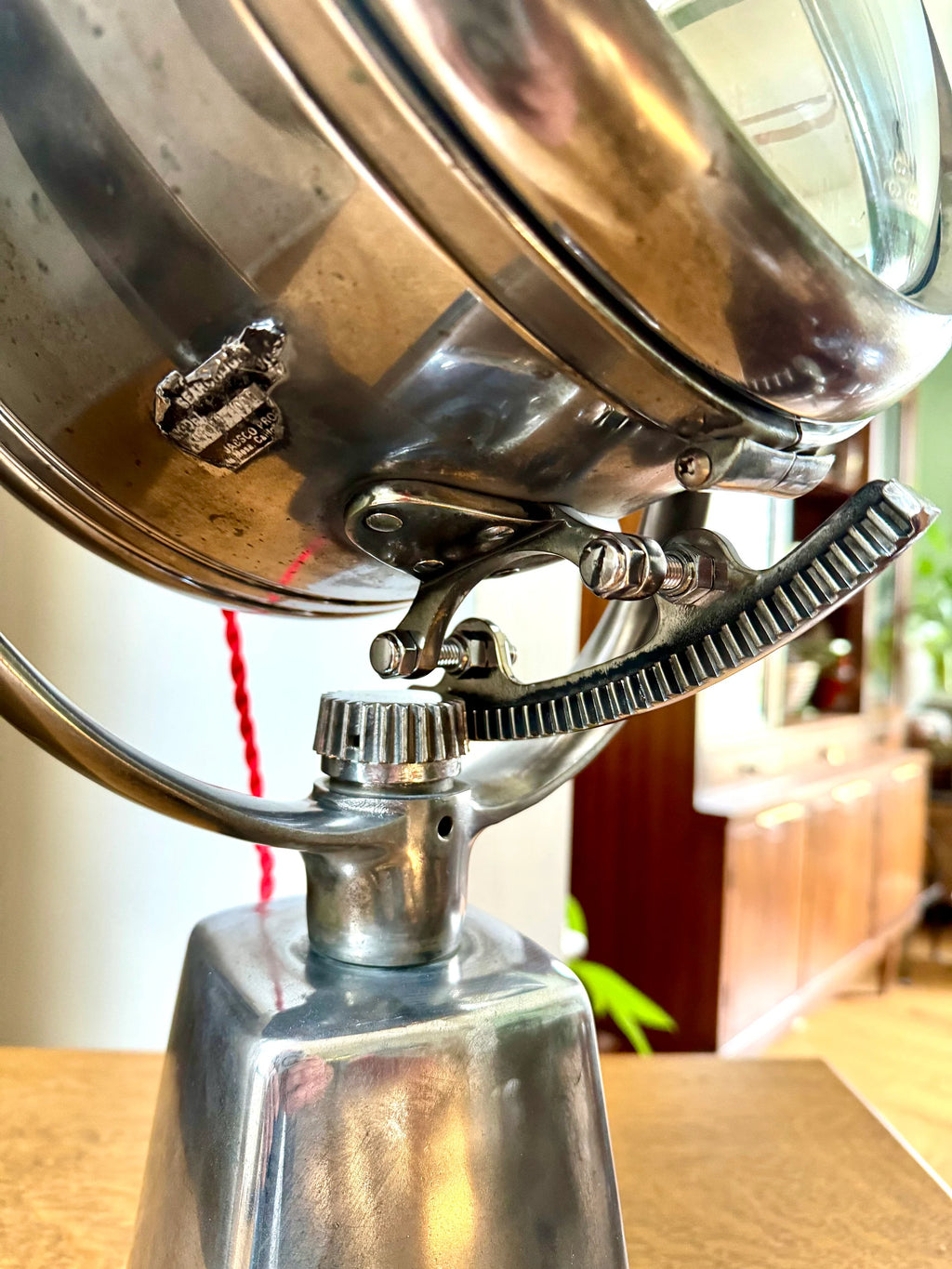 Vtg Perko Rayline Search Light Lamp | Repurposed Nautical Spotlight Lamp | Rewired Ship's Adjustable Search Light | Nautical Decor